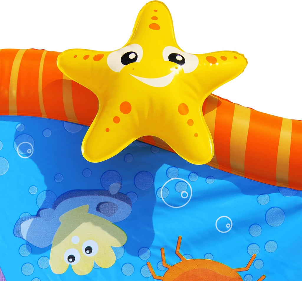 Splash Pad Toddler Water Play Mat, 58 in Outdoor Kids Sprinkler Mat with 3D Sea Characters, Baby Splash Pad for Backyard Summer Fun