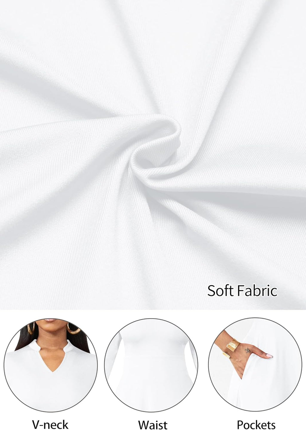 Casual Dresses for Women Semi Formal Fit and Flare 3/4 Sleeve A-Line Church Work Dress with Pockets