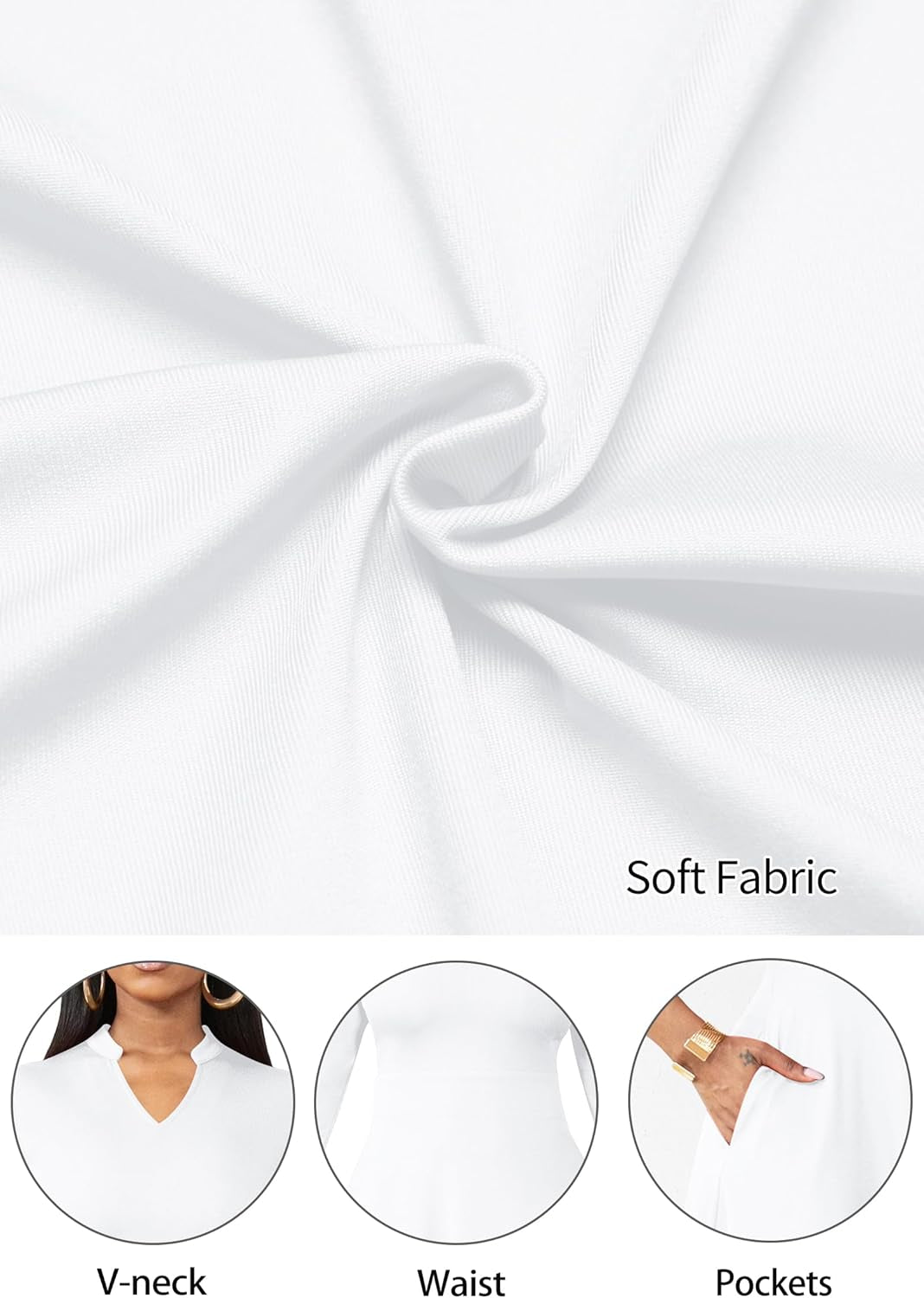 Casual Dresses for Women Semi Formal Fit and Flare 3/4 Sleeve A-Line Church Work Dress with Pockets