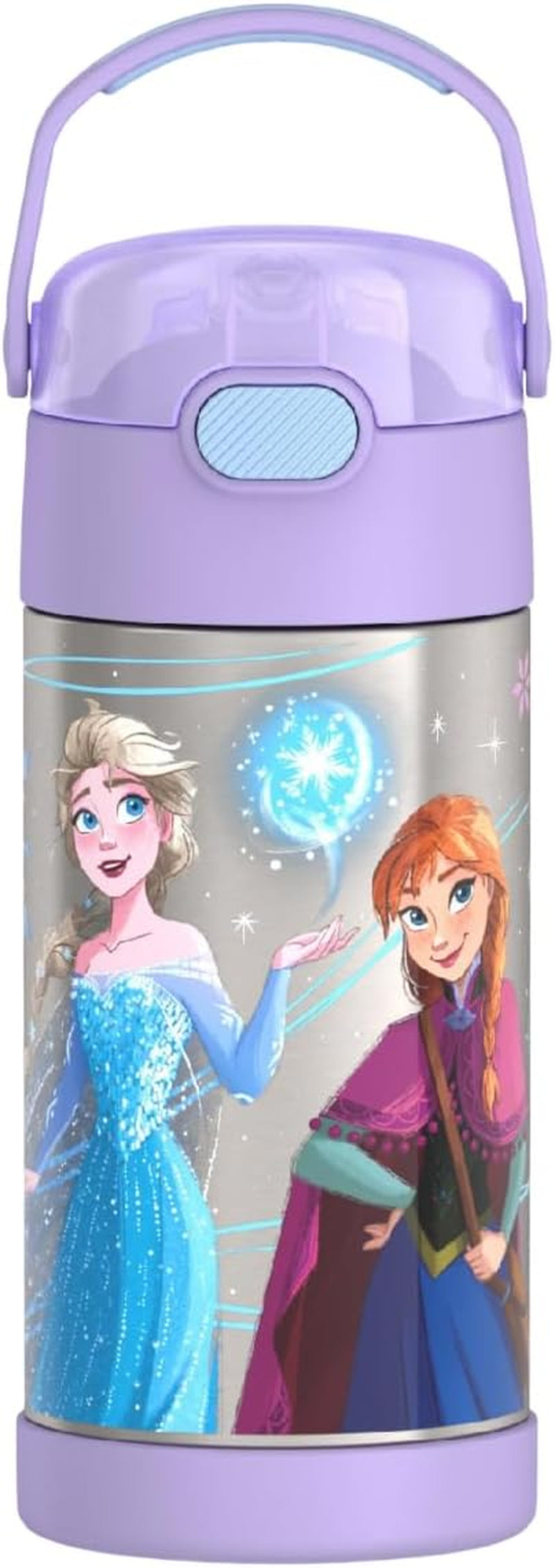 FUNTAINER Water Bottle with Straw - 12 Ounce - Kids Stainless Steel Vacuum Insulated Water Bottle with Lid, Frozen 2
