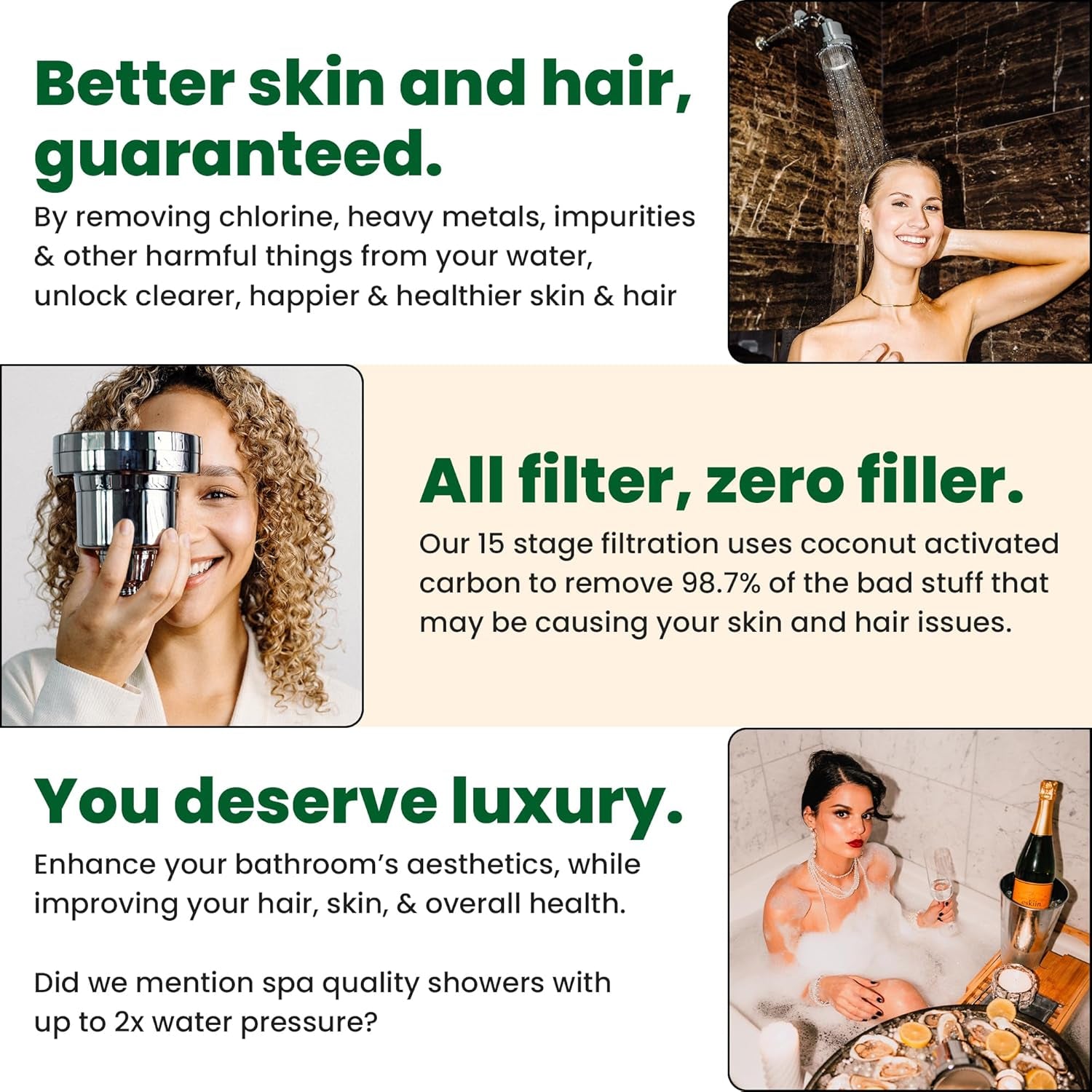 Shower Head Water Filter Replacement for the  Showerhead - High Pressure Shower Heads Replacement for Smooth Hair & Skin - Replacement Cartridge Fits the  Filtered Shower Head