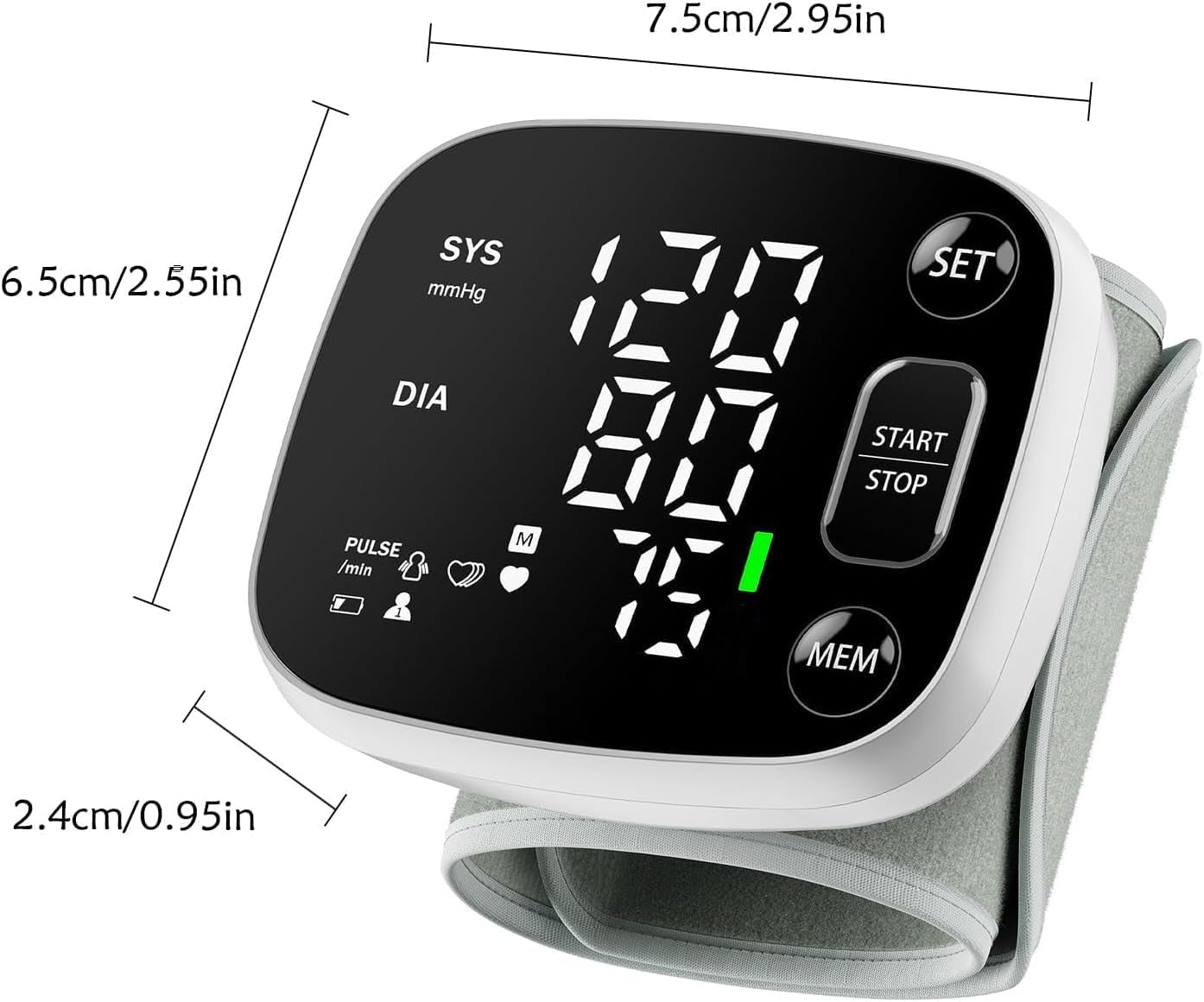 Blood Pressure Monitors for Home Use Rechargeable Wrist Digital BP Machine Cuff with LED Backlit Display, Voice Broadcast, 240 Memory Storage for 2 Users with Carrying Case
