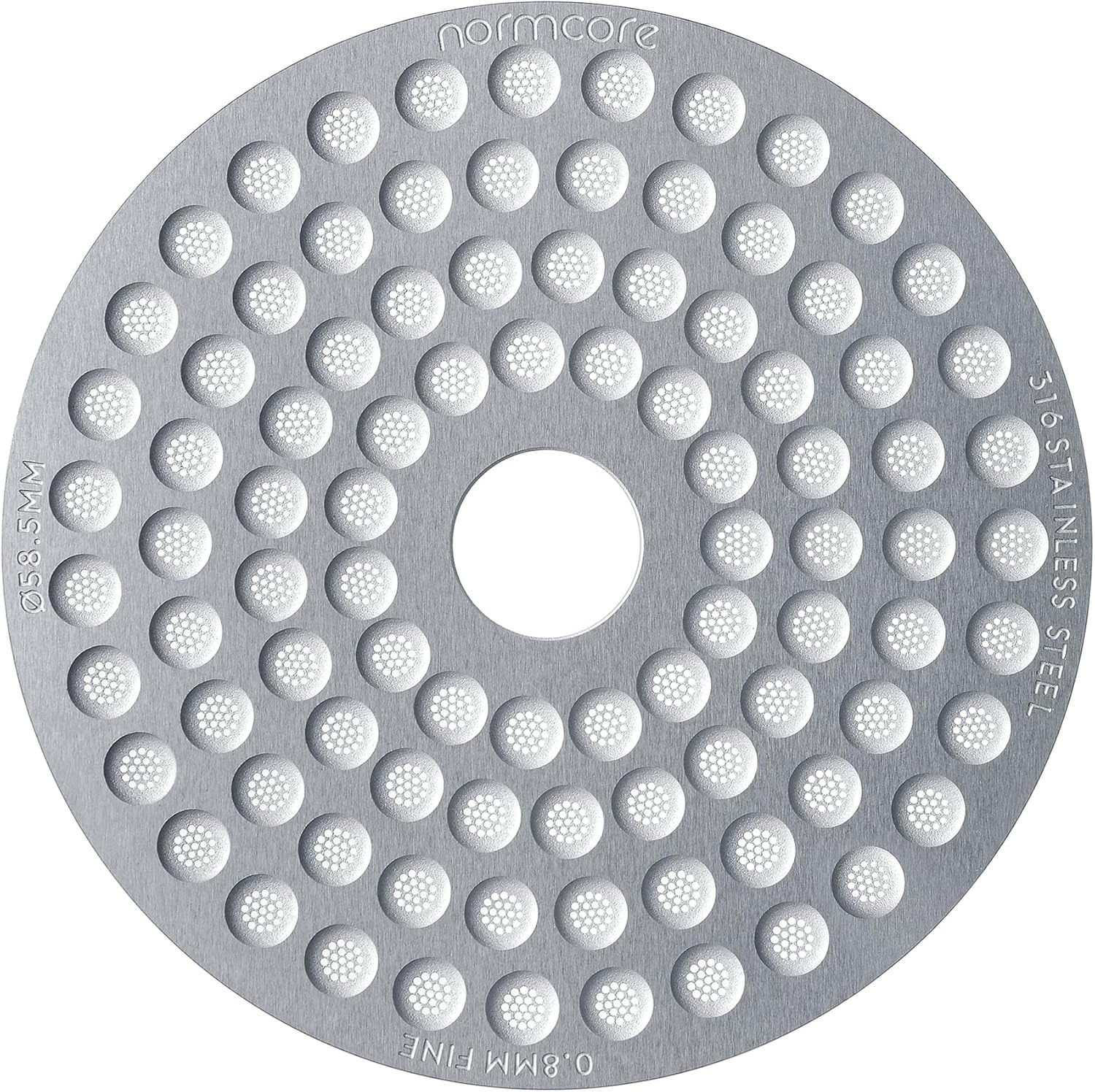 58.5Mm Espresso Puck Screen with round Hole, Ultra-Slim 0.8Mm Thickness Coffee Filter, 316 Stainless Steel Reusable Coffee Ground Filter Suitable for La Marzocco/Gaggia
