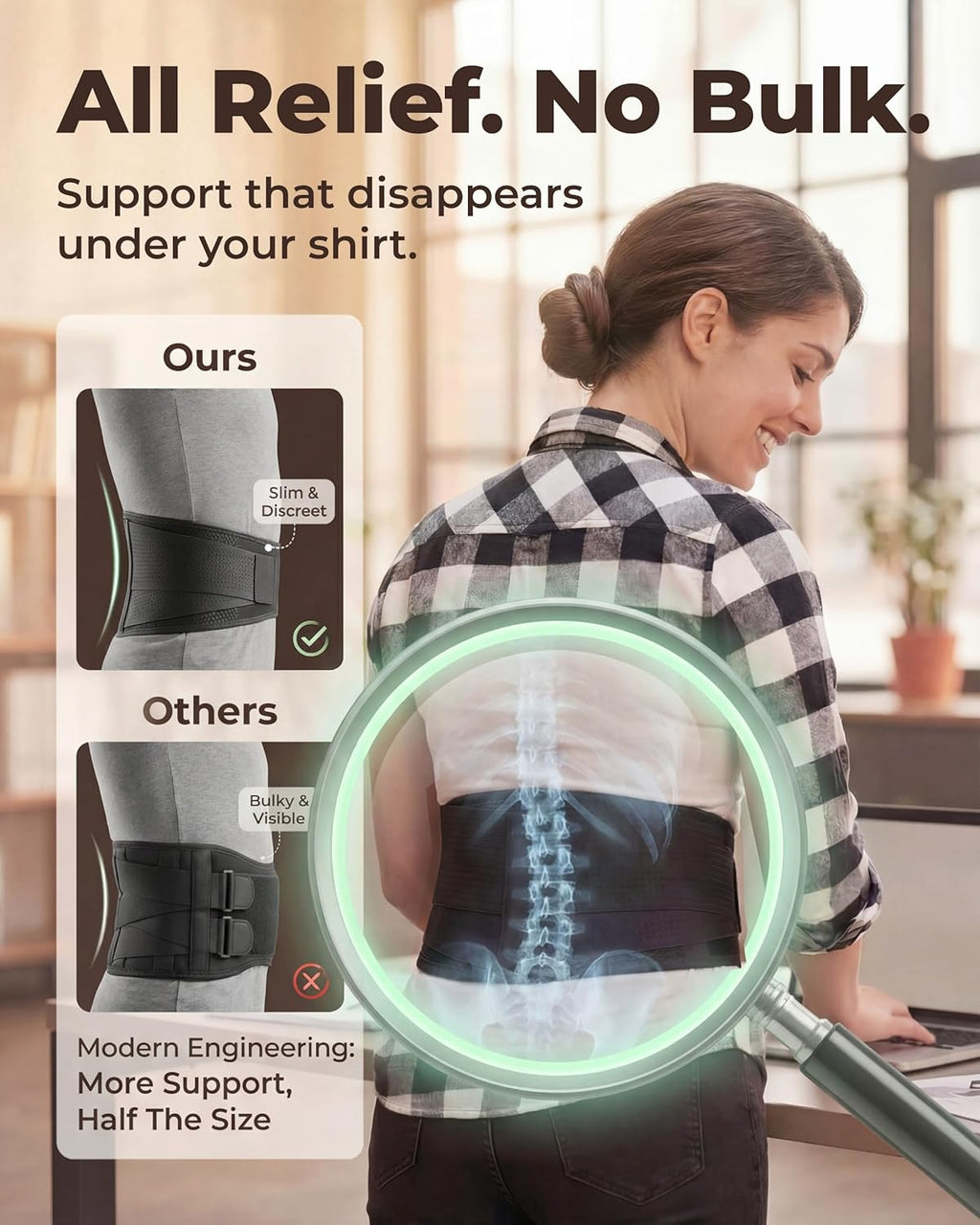 Back Brace for Lower Back Pain - Immediate Relief from Sciatica, Herniated Disc, Scoliosis - Breathable + Lumbar Support Pad - for Men & Women - Fits 44–52″ Waist (Large, Check Size Chart)