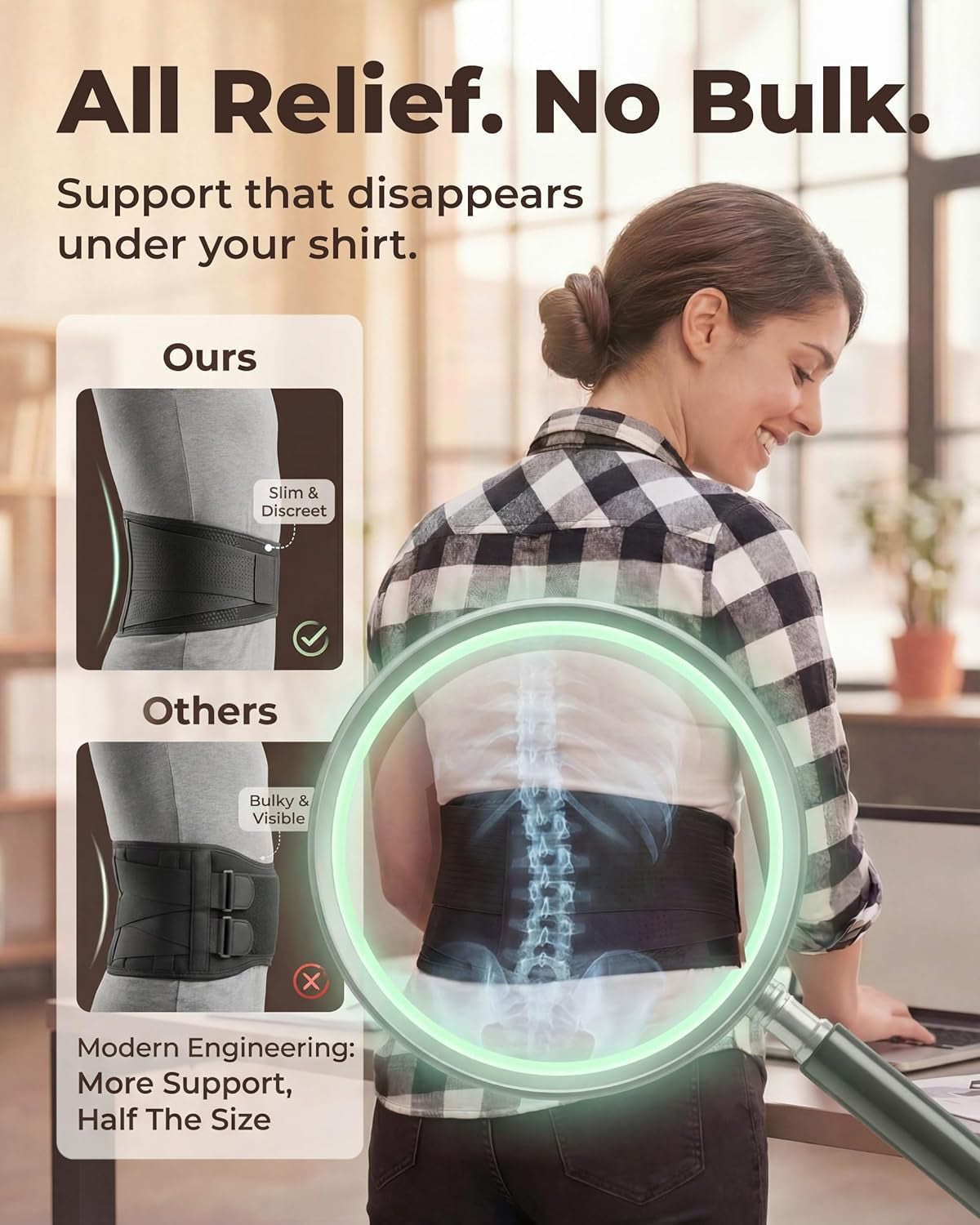 Back Brace for Lower Back Pain - Immediate Relief from Sciatica, Herniated Disc, Scoliosis - Breathable + Lumbar Support Pad - for Men & Women - Fits 44–52″ Waist (Large, Check Size Chart)