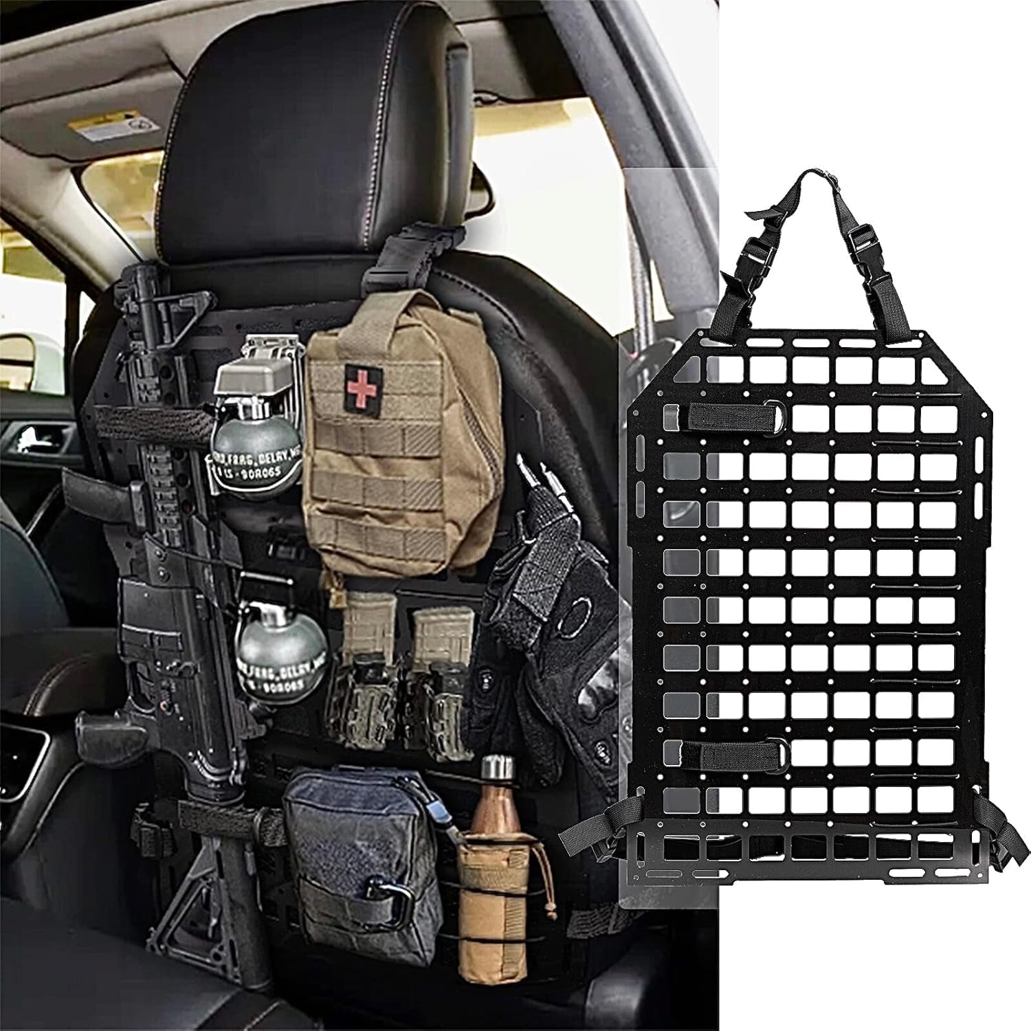 Rigid Molle Panel for Vehicles,Tactical Seat Back Organizer Car Organizers and Storage Back Seat Truck Gun Rack 21.3"*14.2"