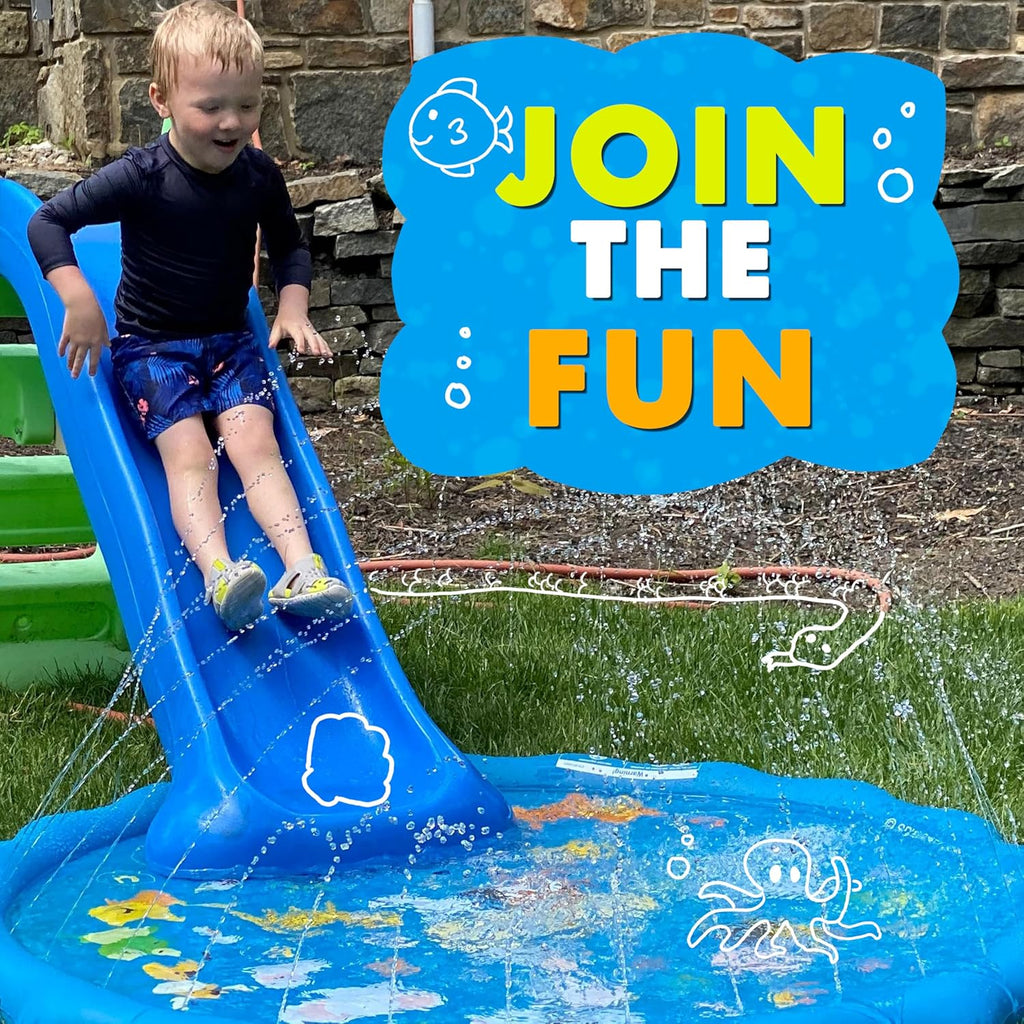 3-In-1 Splash Pad, Sprinkler for Kids & Baby Pool for Learning – Toddler Sprinkler Pool, 60’’ outside Water Toys – “From a to Z” Outdoor Play Mat for Babies & Toddlers