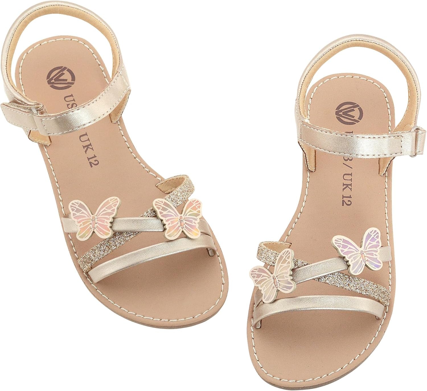 Girls Sandals Kids Strap Flat Sandals Open Toe Summer Butterfly Casual Sandals