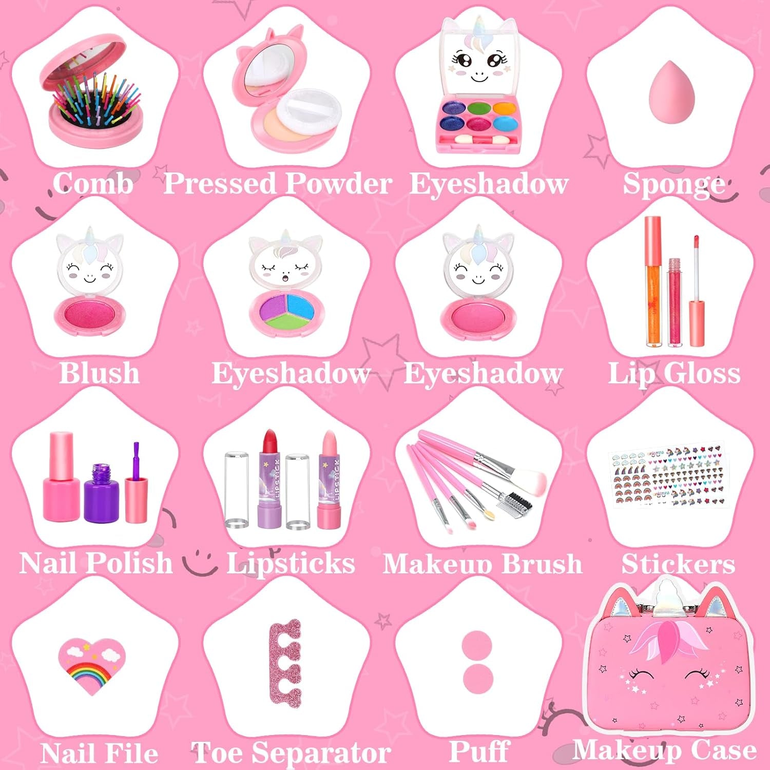 Kids Washable Makeup Girl Toys - Real Makeup Kit Kid Make up Set for Toddlers Children Princess Dress up Christmas Birthday Gifts Toys for 3 4 5 6 7 8 9 10 11 12 Year Old Girls