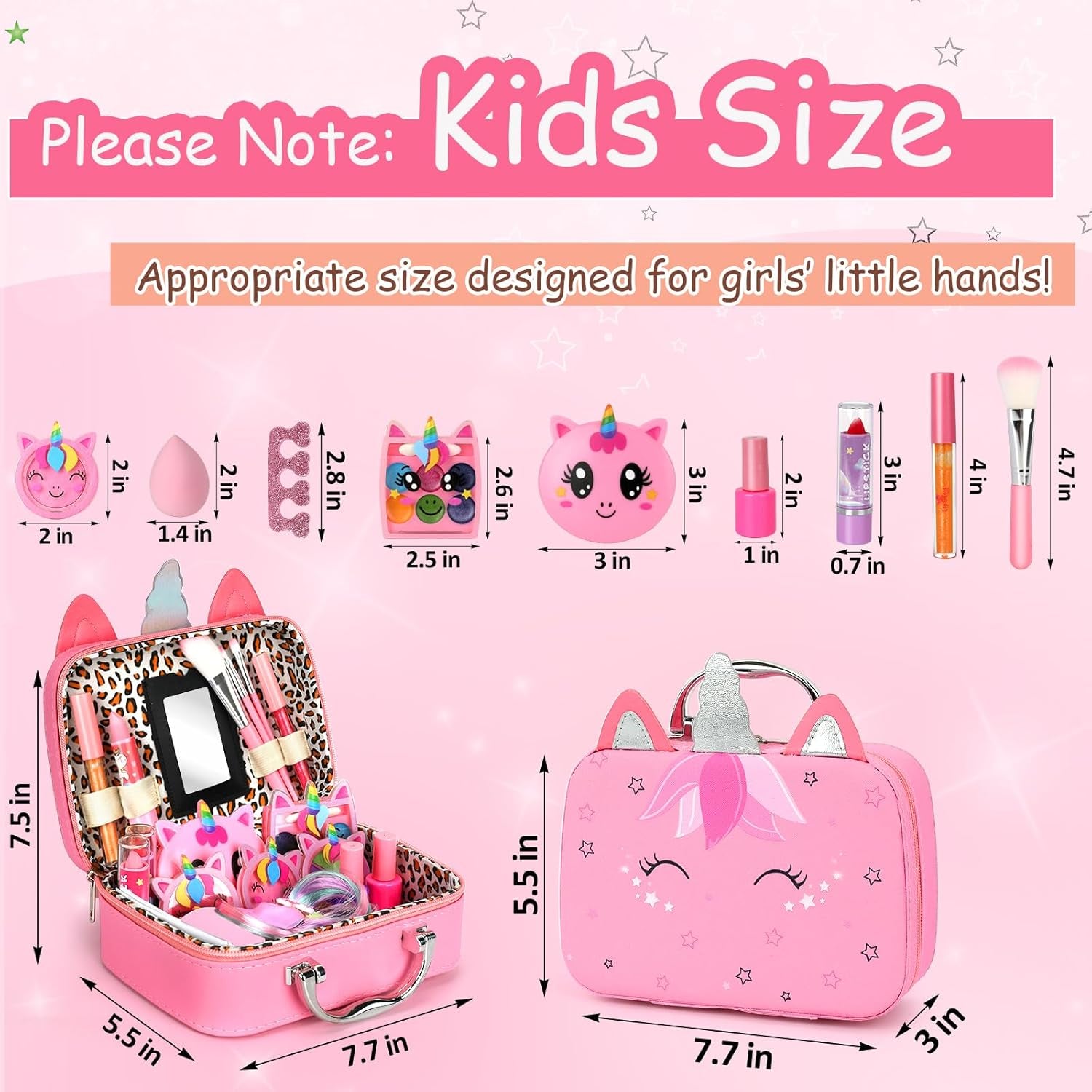 Kids Washable Makeup Girl Toys - Real Makeup Kit Kid Make up Set for Toddlers Children Princess Dress up Christmas Birthday Gifts Toys for 3 4 5 6 7 8 9 10 11 12 Year Old Girls