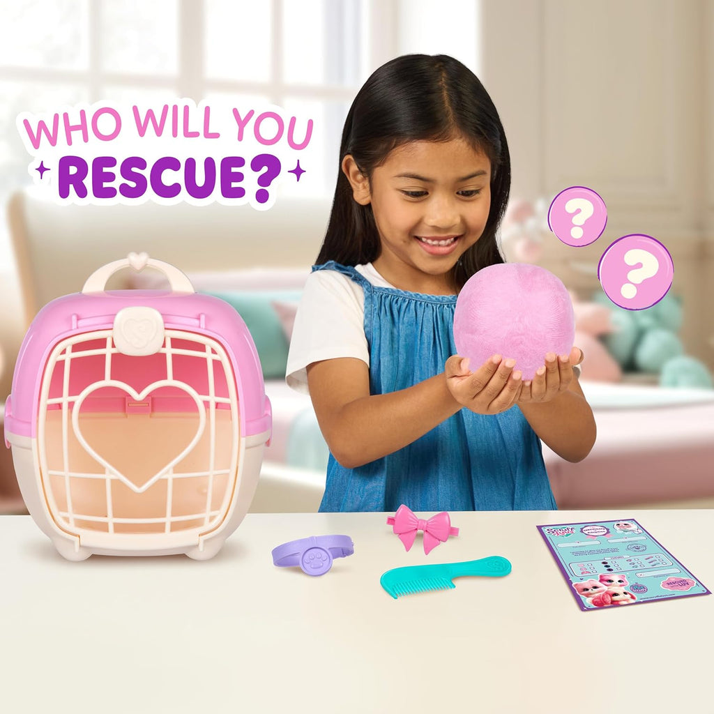 Pink Surprise Pet, Mystery Plush Toys, Stuffed Animals, Wash to Reveal 1 of 3 Rescue Surprise Toy Pets: Puppy, Bunny, or Kitty - Includes 8.7" Deluxe Carrier - Styles May Vary