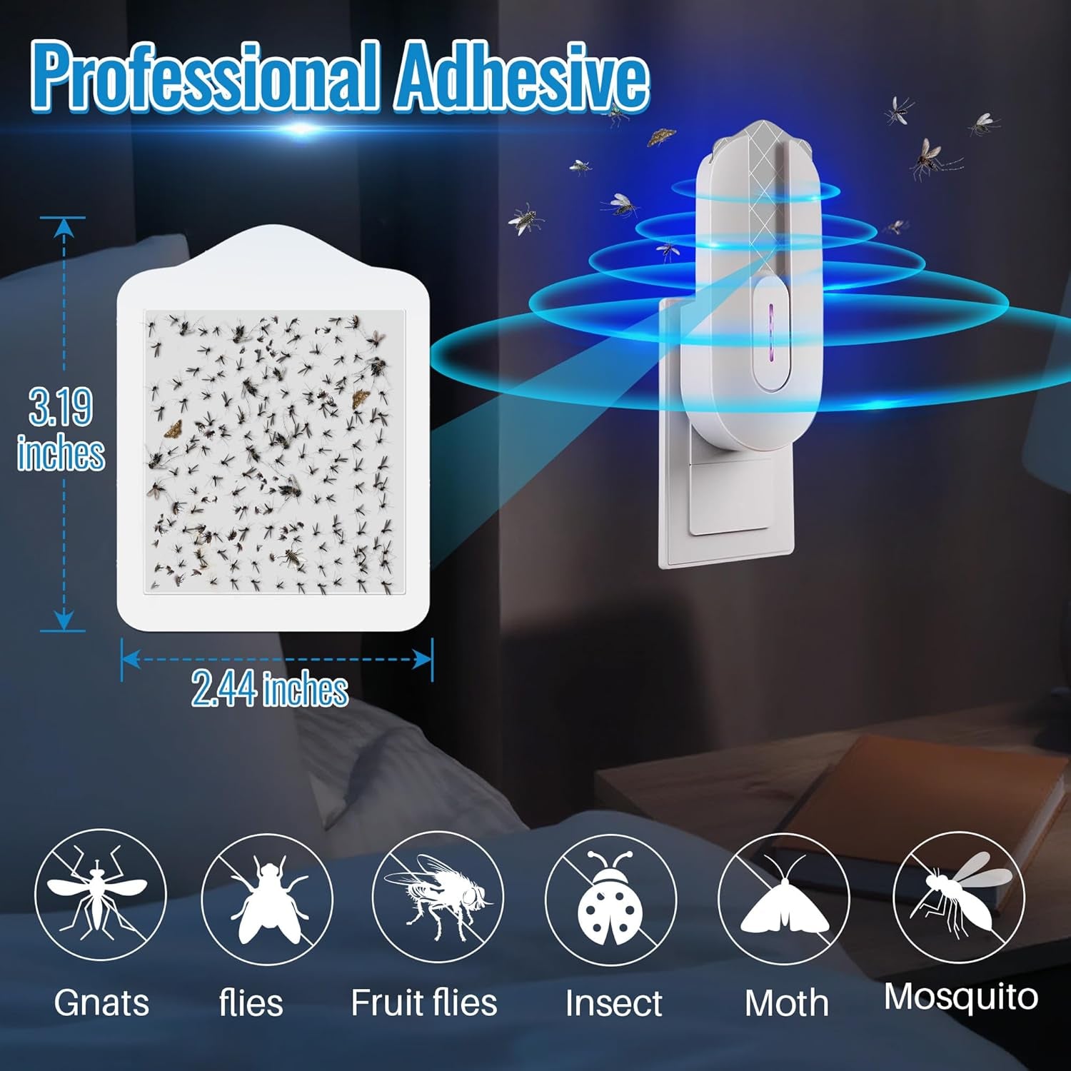20 Pack Flying Insect Trap Refill Compatible with Bugmd No Buzz Zone Bug Trapper, Refill Glue Boards, Adhesive Fly Trap Refills Pad for Insect Bug Mosquito Gnat Fruit Fly Catcher Indoors