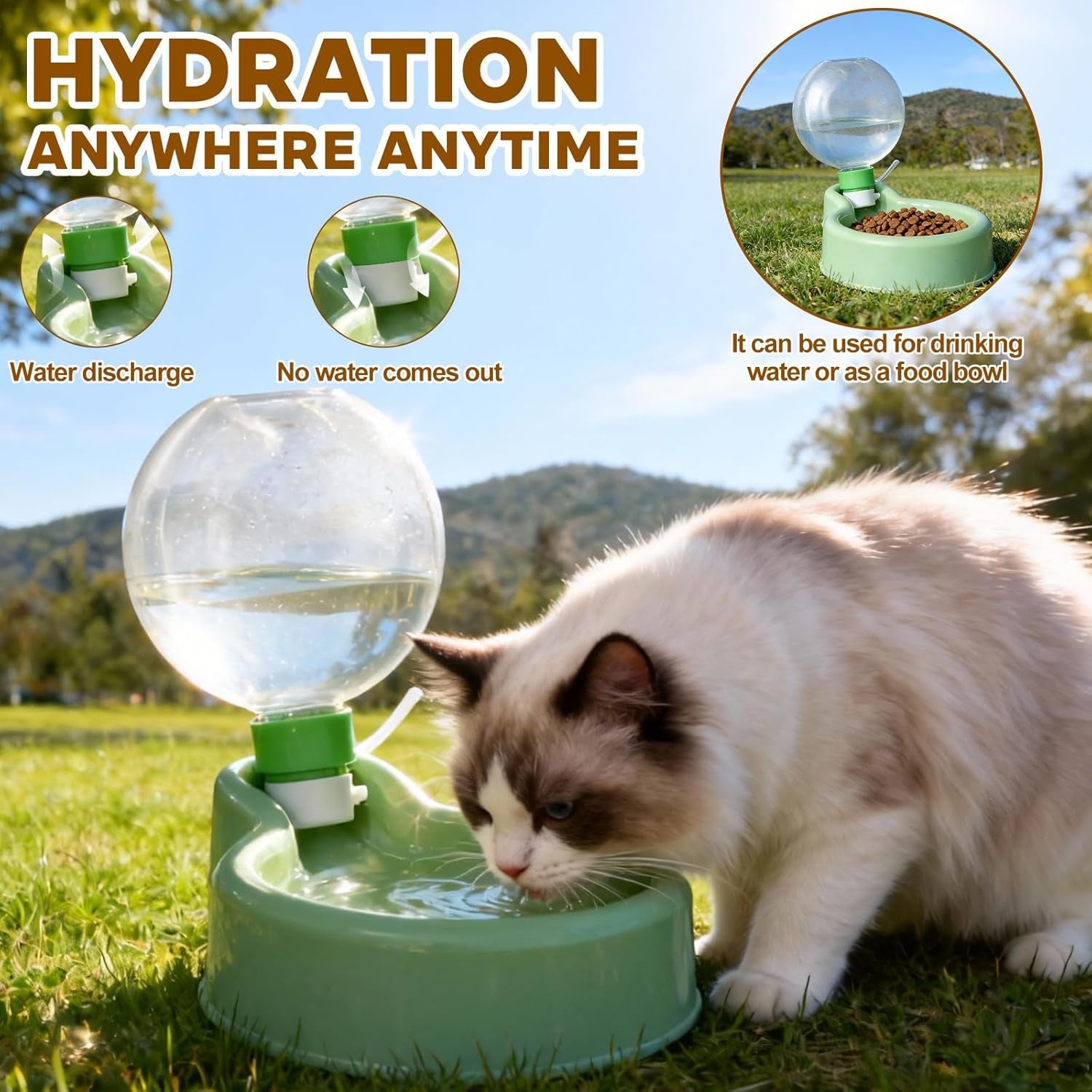 Cat Water Fountain,2.2L/74Oz Cat Fountain – Ultra Quiet Upgraded Automatic Pet Water Fountain with 3 Replaceable Filters,12Oz Pet Outdoor Water Bottle&Cat Drinking Fountain for Small Dogs (Blue)
