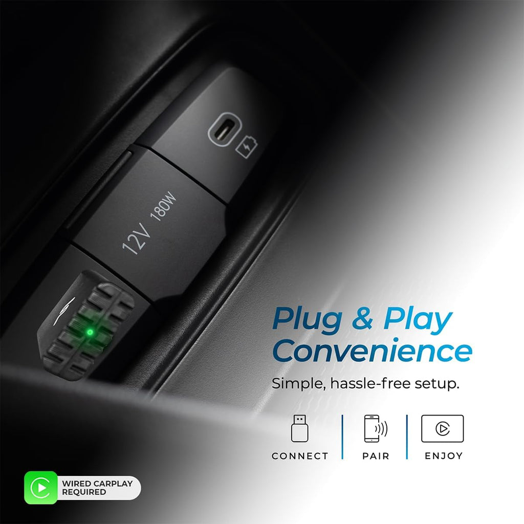 Wireless Carplay Adapter 2025 Pro Edition - Fastest and Most Compact Wireless Carplay Adapter Factory Wired Carplay Cars – USB-A and USB-C Cables – Wired Carplay Required - OTA Updates.