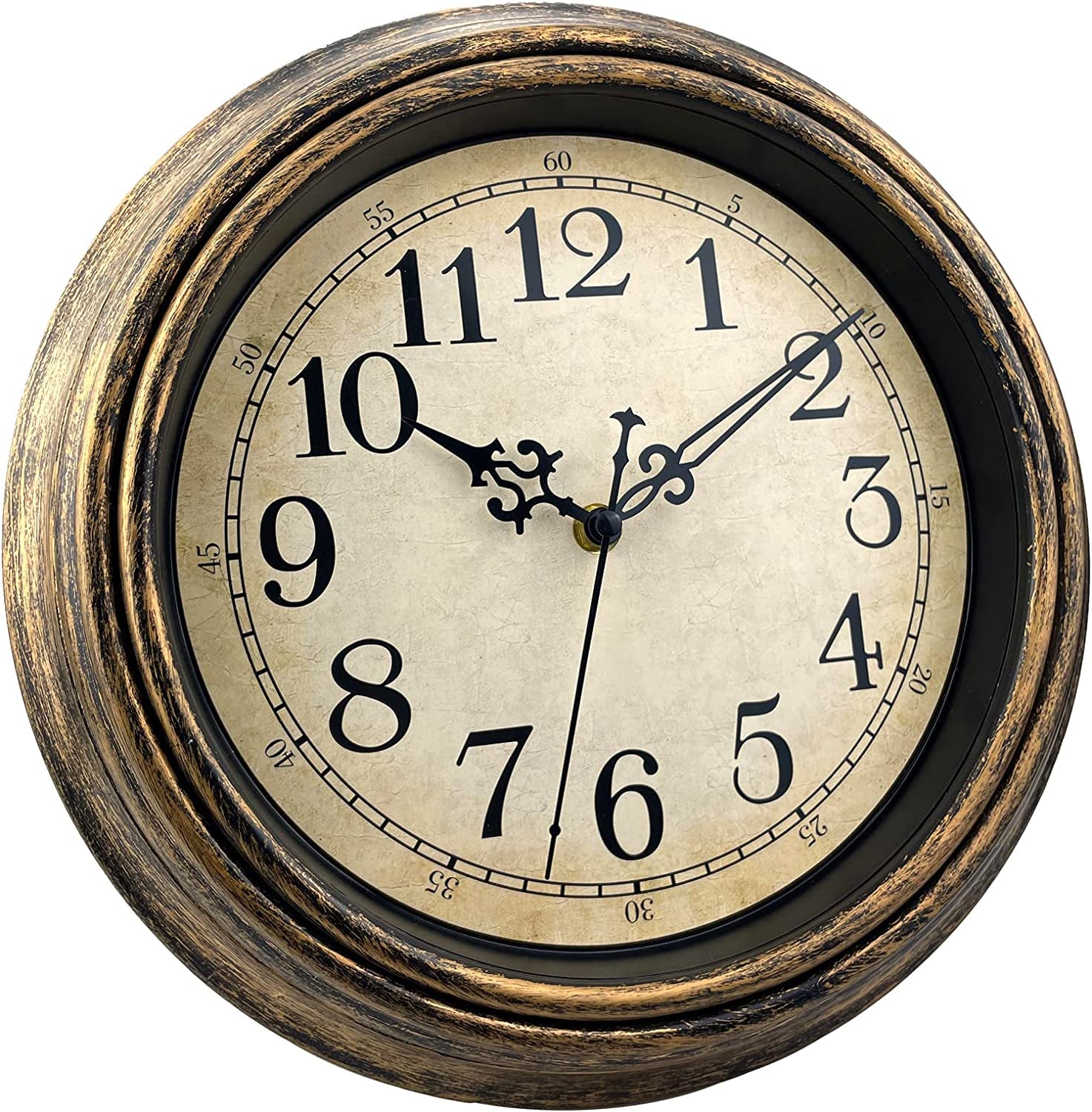 Small Retro Wall Clock, 10'' Non Ticking Classic Silent Vintage Wall Clocks Decorative Kitchen Living Room Bedroom - Battery Operated