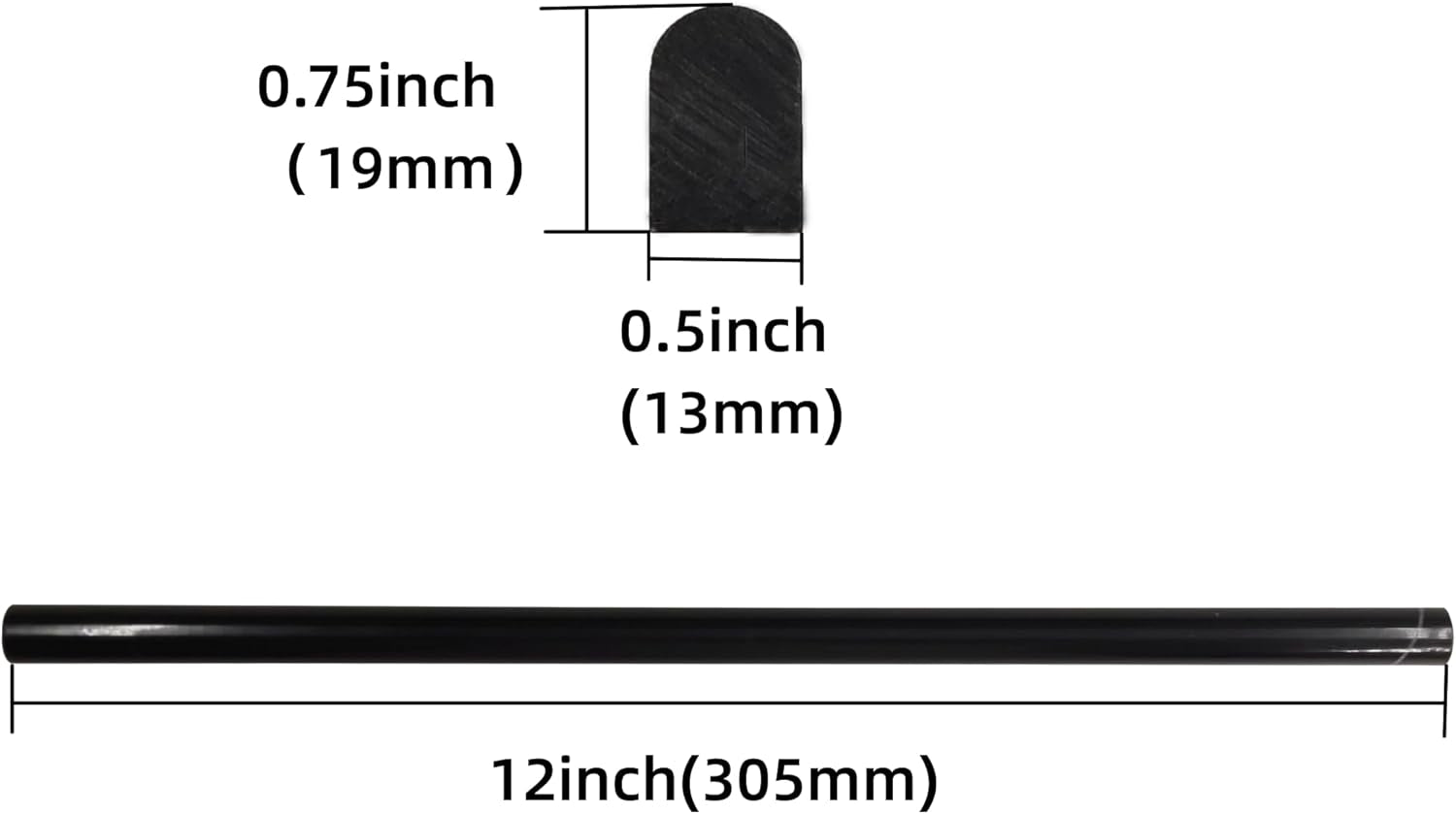 Black 15 Pack Marble Pencil Tile, 0.5"X12" Polished Marble Tile Edge Trim for Kitchen Backsplash, Bathroom and Shower Walls (15)