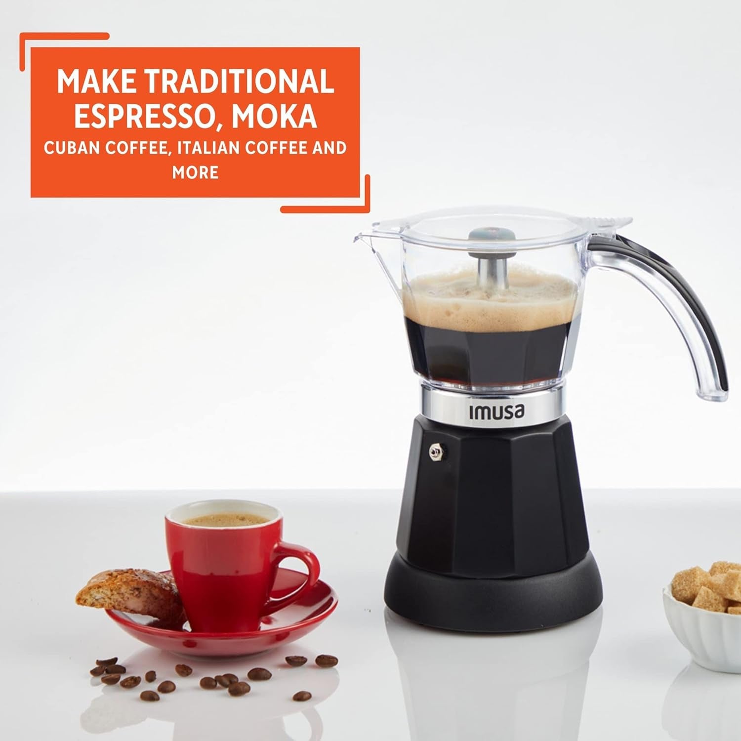 6 or 3 Cup Electric Espresso Maker Black Coffee Machine for Cuban Coffee, Moka and Espresso Drinks