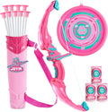 Pink Bow and Arrow Set for Girls, LED Light up Archery Toy Set with 9 Suction Cup Arrows, Target & Arrow Case, Christmas Indoor Outdoor Activity Toy for Kids Girls Ages 3-12