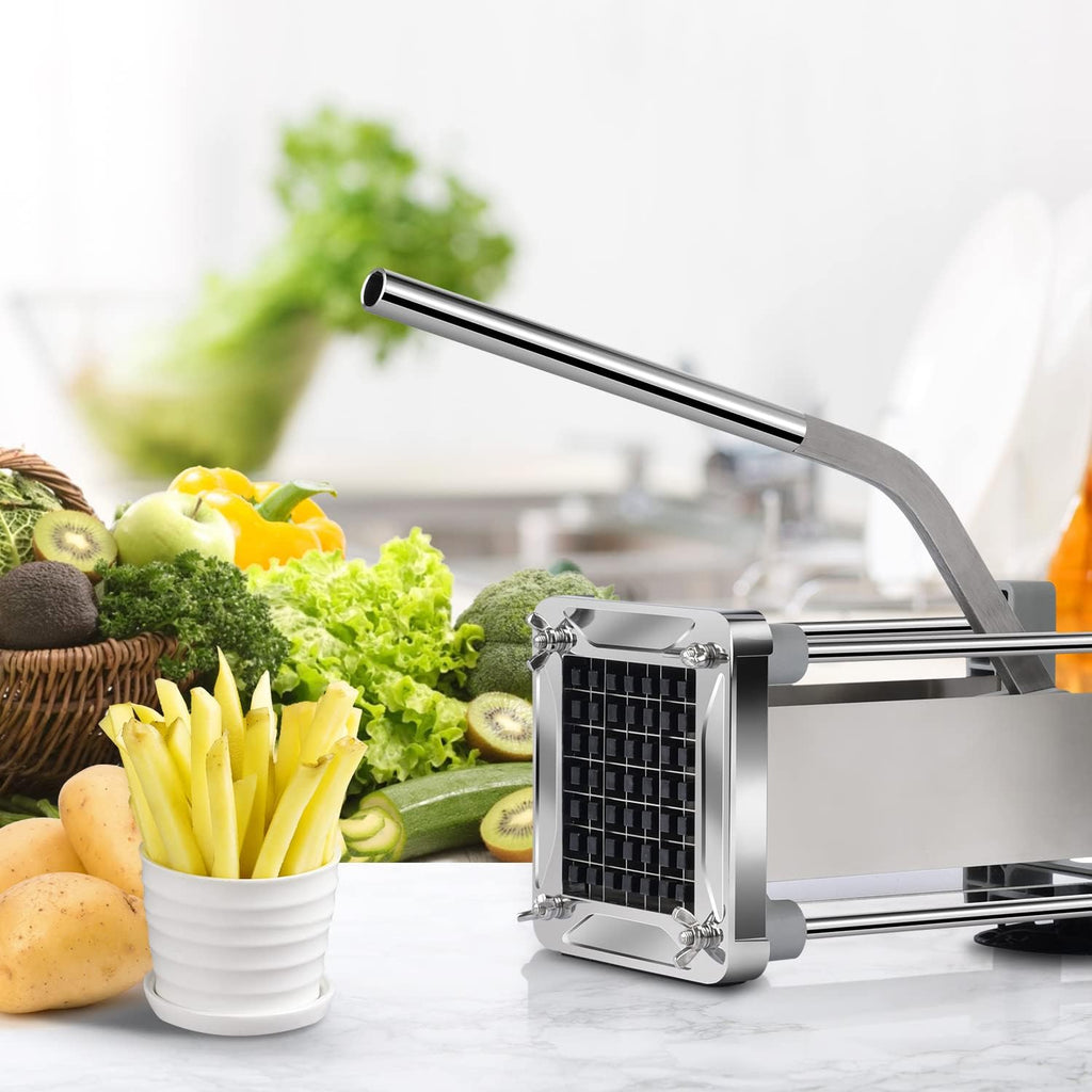 French Fry Cutter,  Professional Potato Cutter Stainless Steel with 1/2-Inch Blade Great for Potatoes Carrots Cucumbers