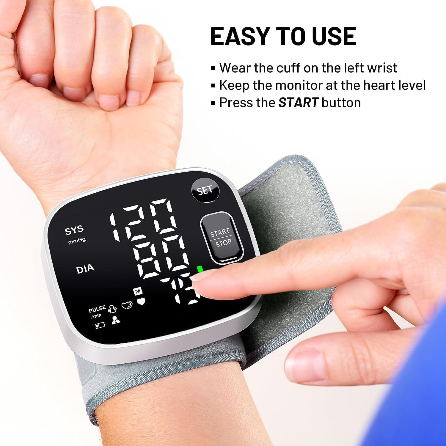 Blood Pressure Monitors for Home Use Rechargeable Wrist Digital BP Machine Cuff with LED Backlit Display, Voice Broadcast, 240 Memory Storage for 2 Users with Carrying Case
