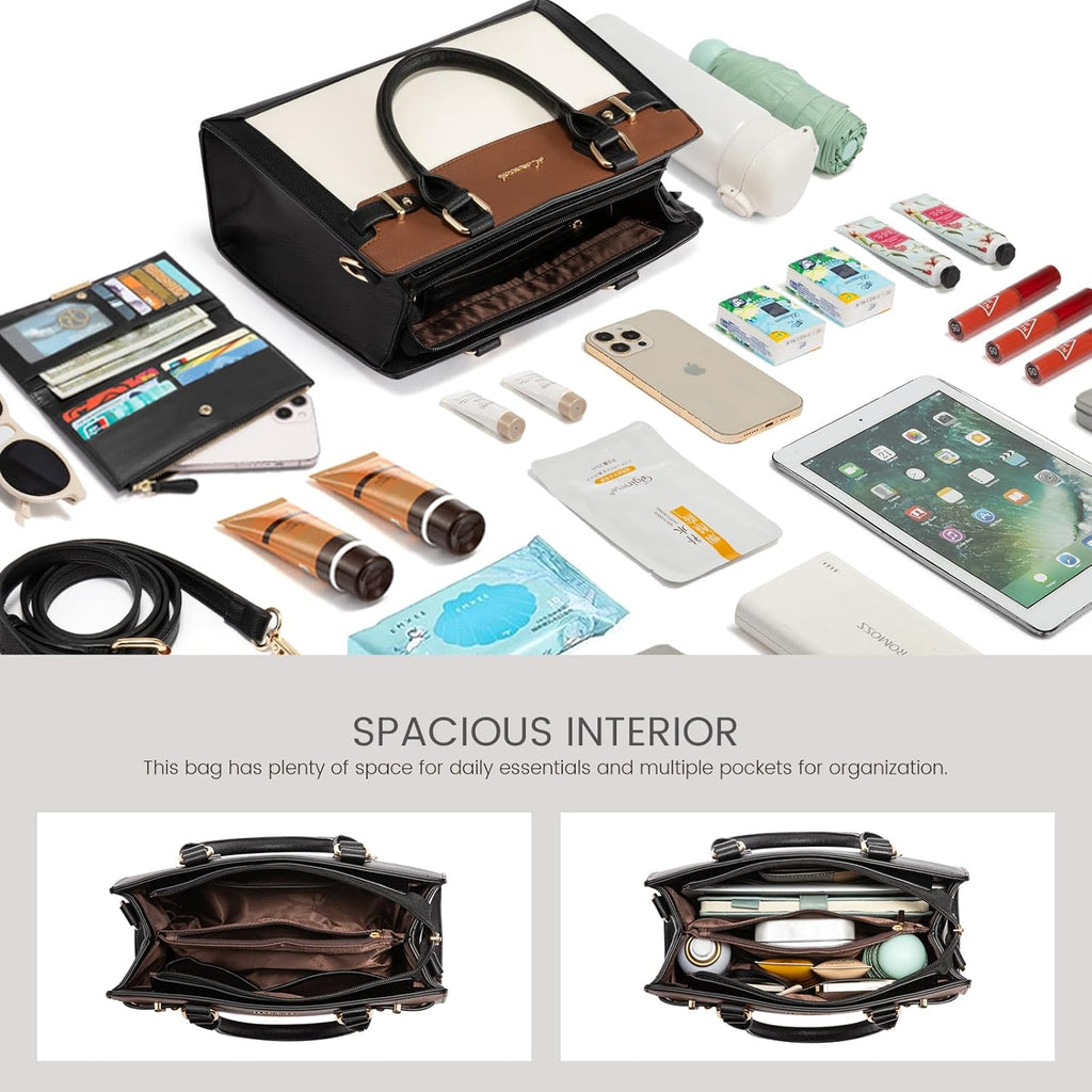 Purses and Handbags for Women, Tote Shoulder Bag Satchel Purse and PU Leather Top Handle for Ladies