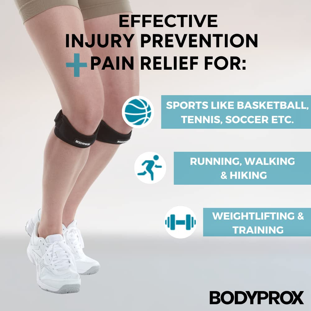 Patella Tendon Knee Strap 2 Pack, Knee Pain Relief Support Brace Hiking, Soccer, Basketball, Running, Jumpers Knee, Tennis, Tendonitis, Volleyball & Squats