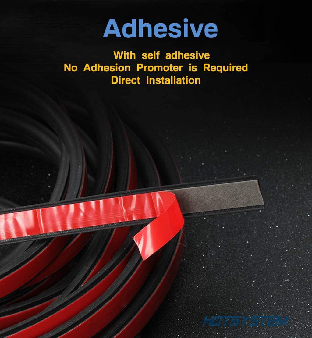 D-Shape Door Rubber Seal Strip Weatherstrip 3M Self Adhesive Hollow for Car Truck Motor Door Cover Trunk (Black, 26.25 Feet)