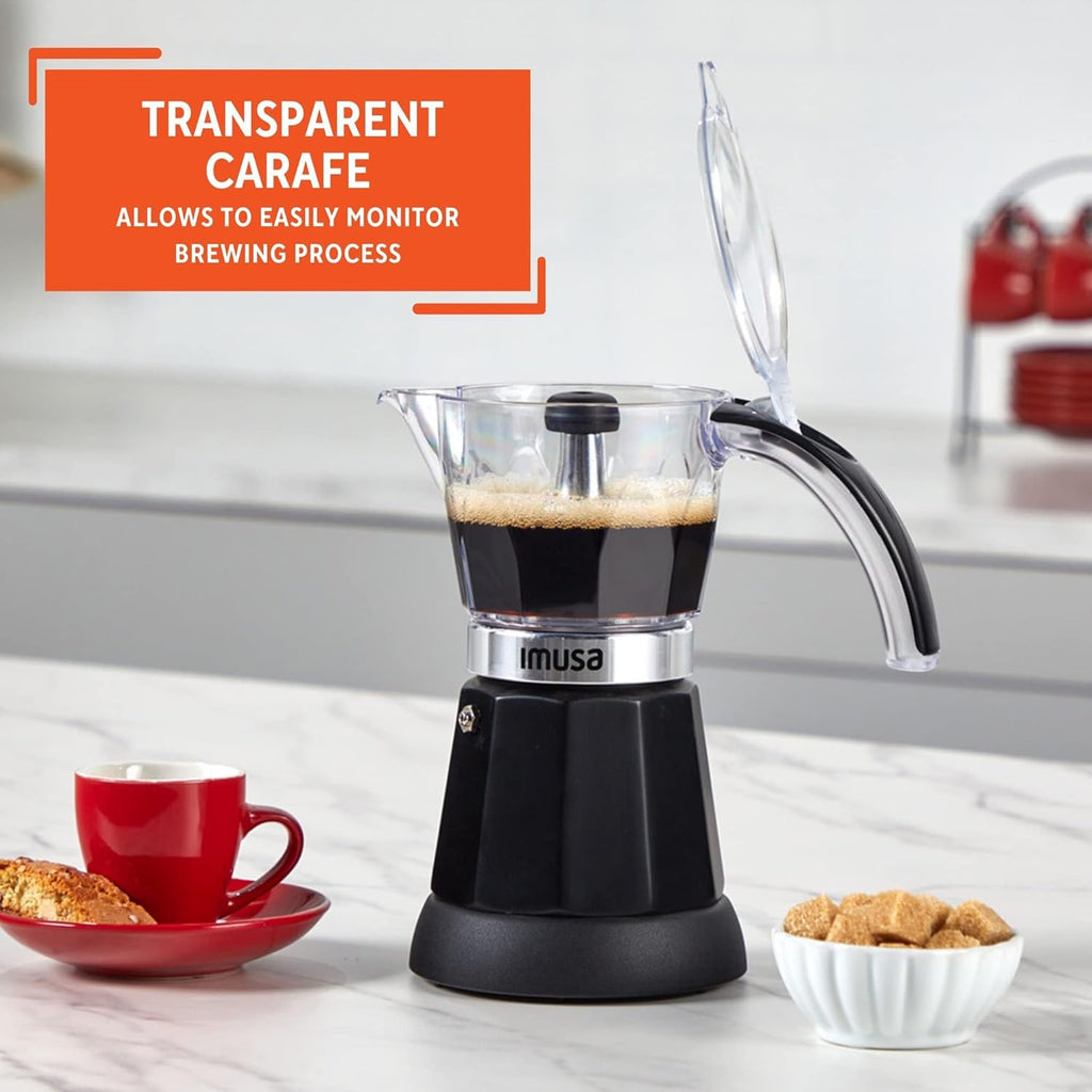 6 or 3 Cup Electric Espresso Maker Black Coffee Machine for Cuban Coffee, Moka and Espresso Drinks