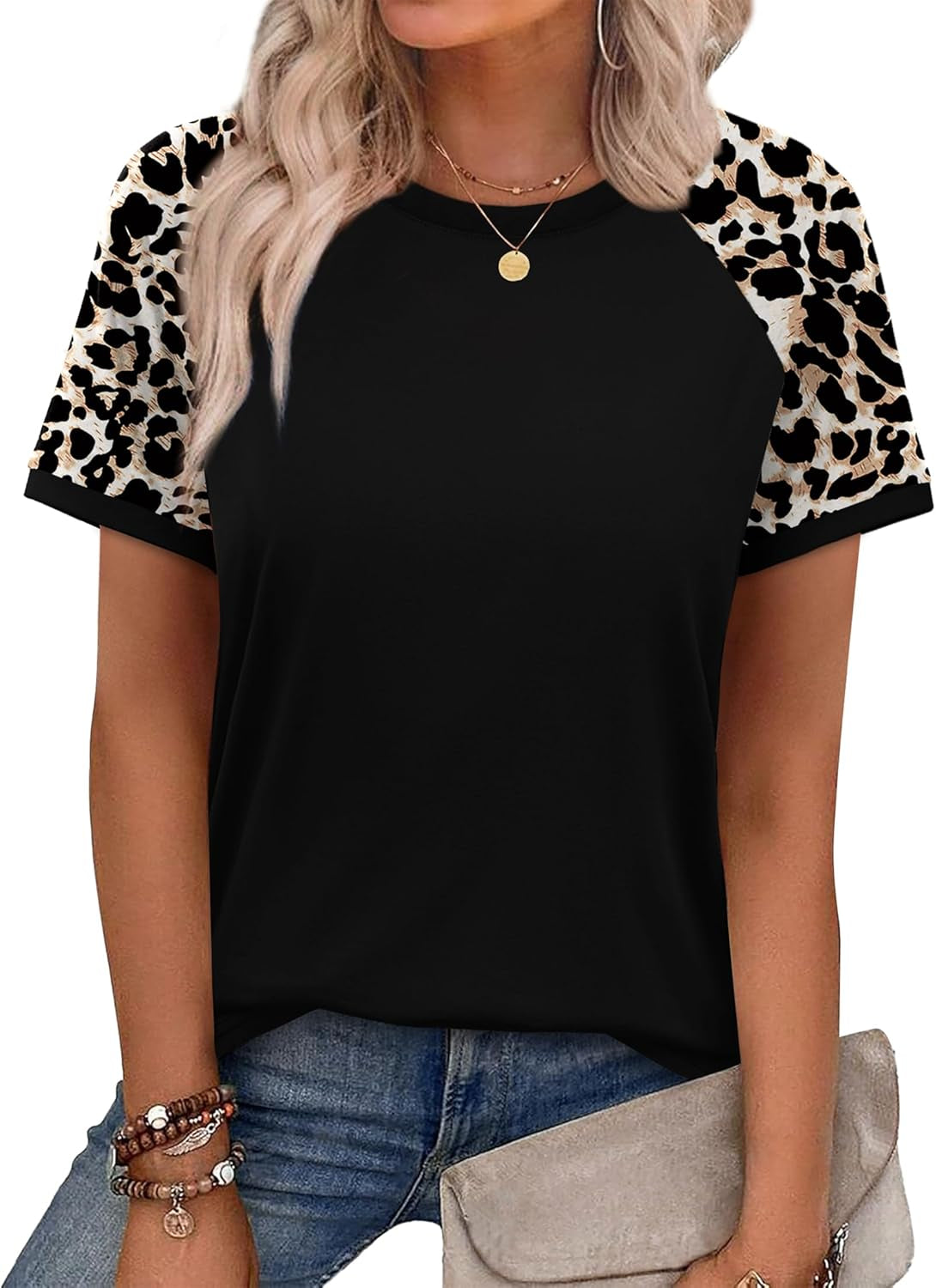 Womens Summer Tops Color Block Short Sleeve Raglan Shirts Spring Fashion Clothes Vacation Outfits