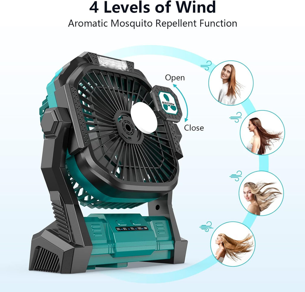 Portable Fan Rechargeable, 20000Mah Cordless Battery Powered Fan with LED Lantern, USB C Battery Operated for Travel Bedroom Home Camping Tent Office Beach Desk Fishing Table