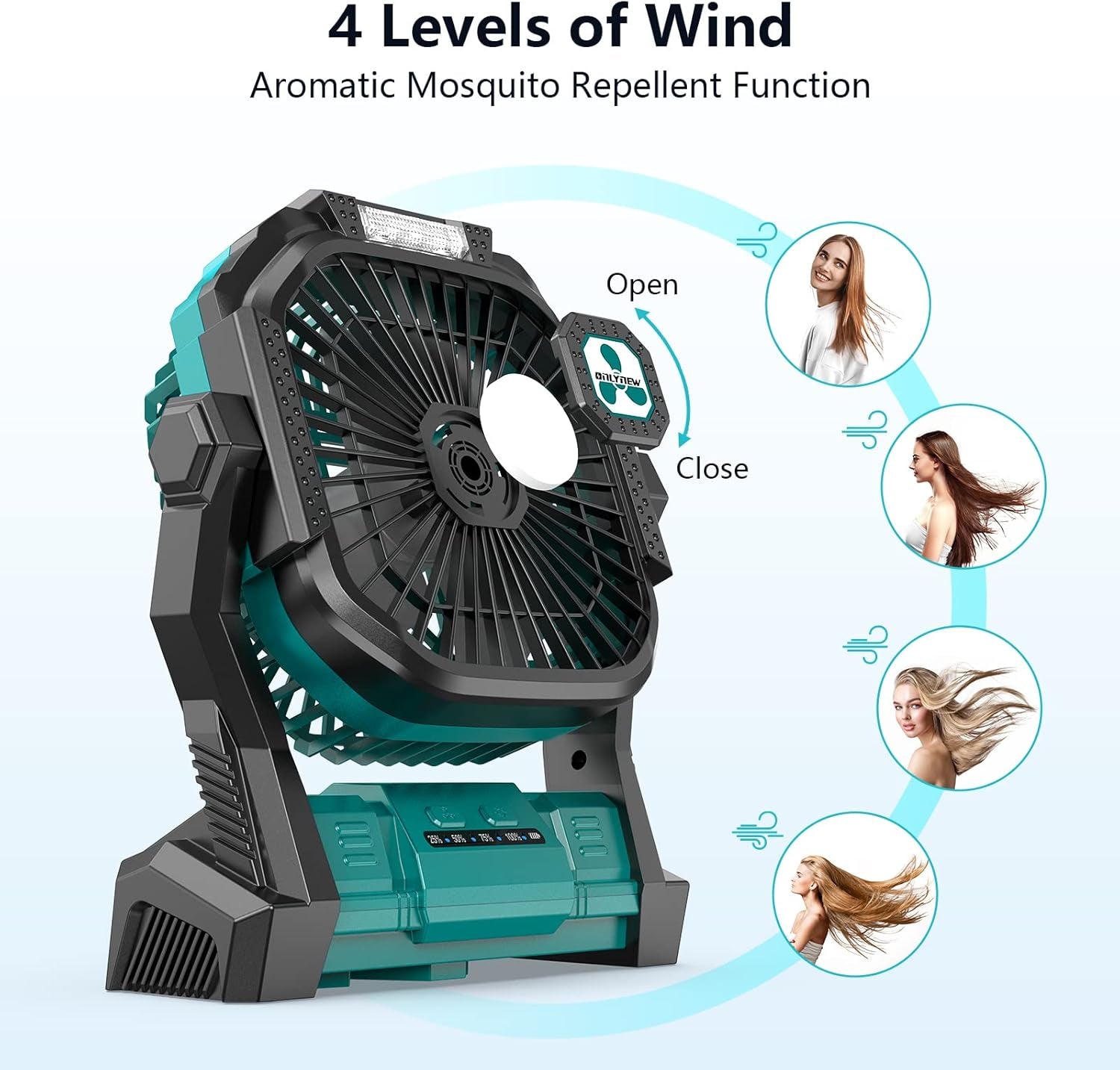 Portable Fan Rechargeable, 20000Mah Cordless Battery Powered Fan with LED Lantern, USB C Battery Operated for Travel Bedroom Home Camping Tent Office Beach Desk Fishing Table