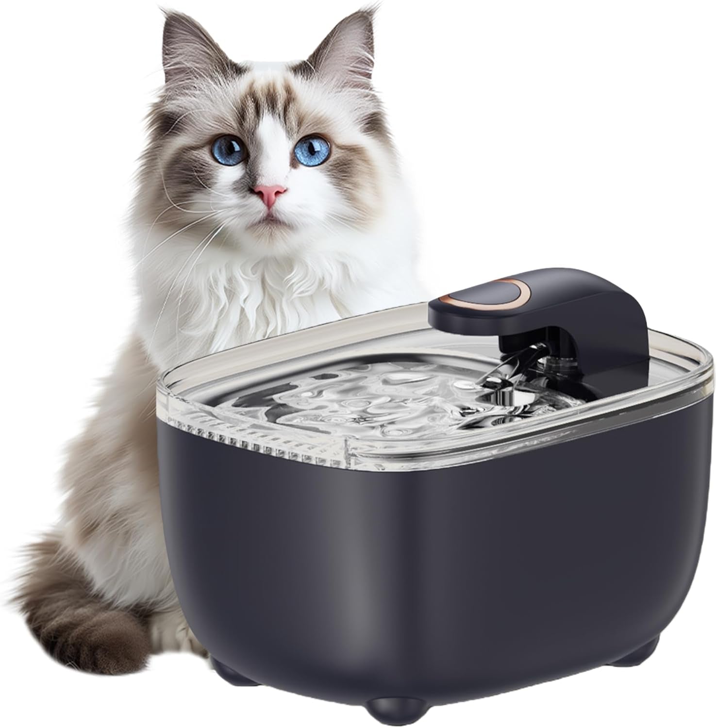 Cat Water Fountain 2.5L with Detachable Tank, Wireless Automatic Pet Water Fountain for Cats & Small Dogs, Quiet Flowing Water Bowl with Filter, Easy to Clean, Indoor Cat Drinking Fountain