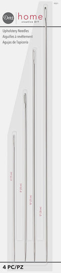 Home 9021 Long Straight Upholstery Hand Needles, Size 6, 8, 10 & 12-Inch (4-Piece), Silver