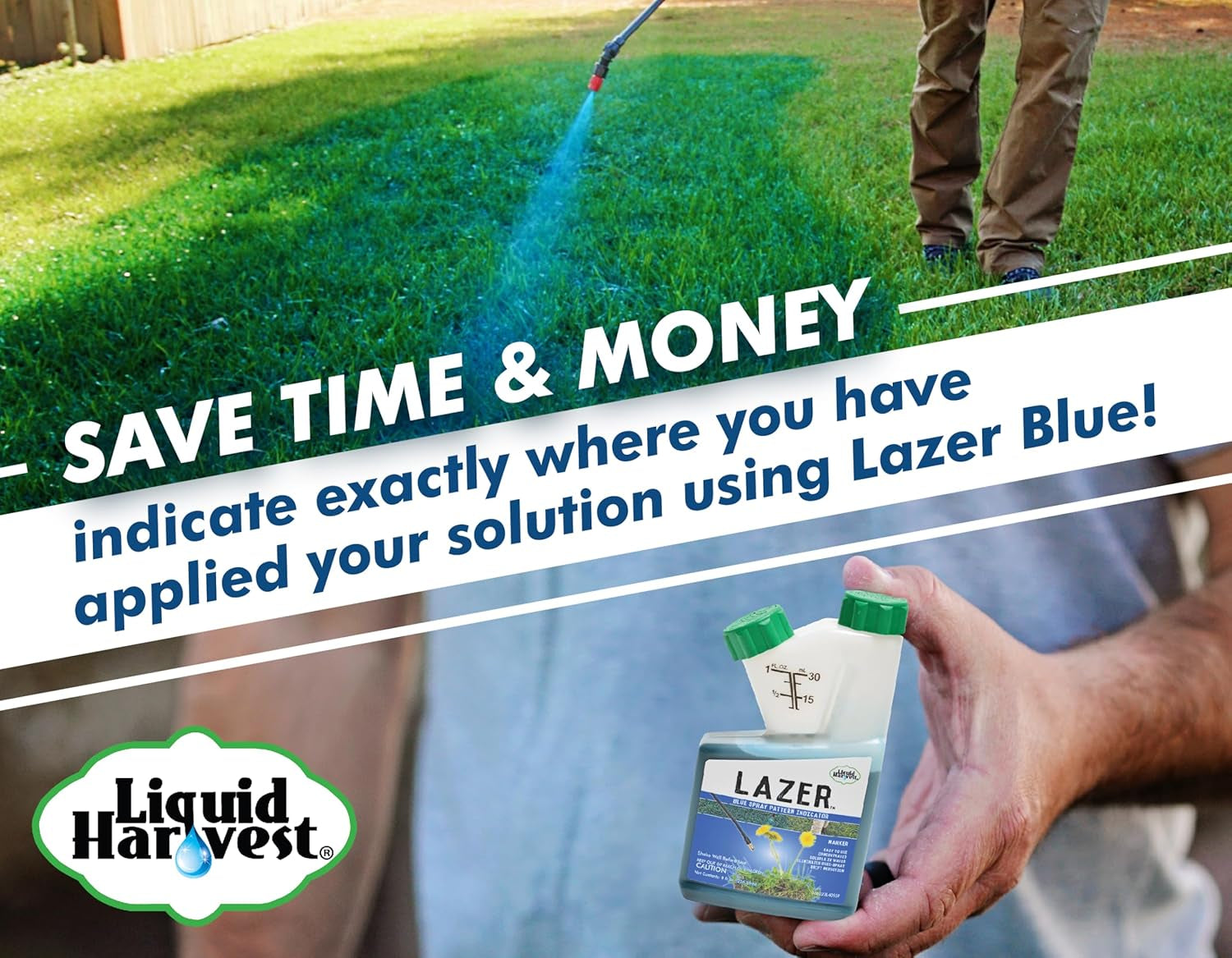 Lazer Blue Concentrated Spray Pattern Indicator 8 Ounces Perfect Weed Dye, Herbicide Fertilizer Marking Turf Mark and Marker