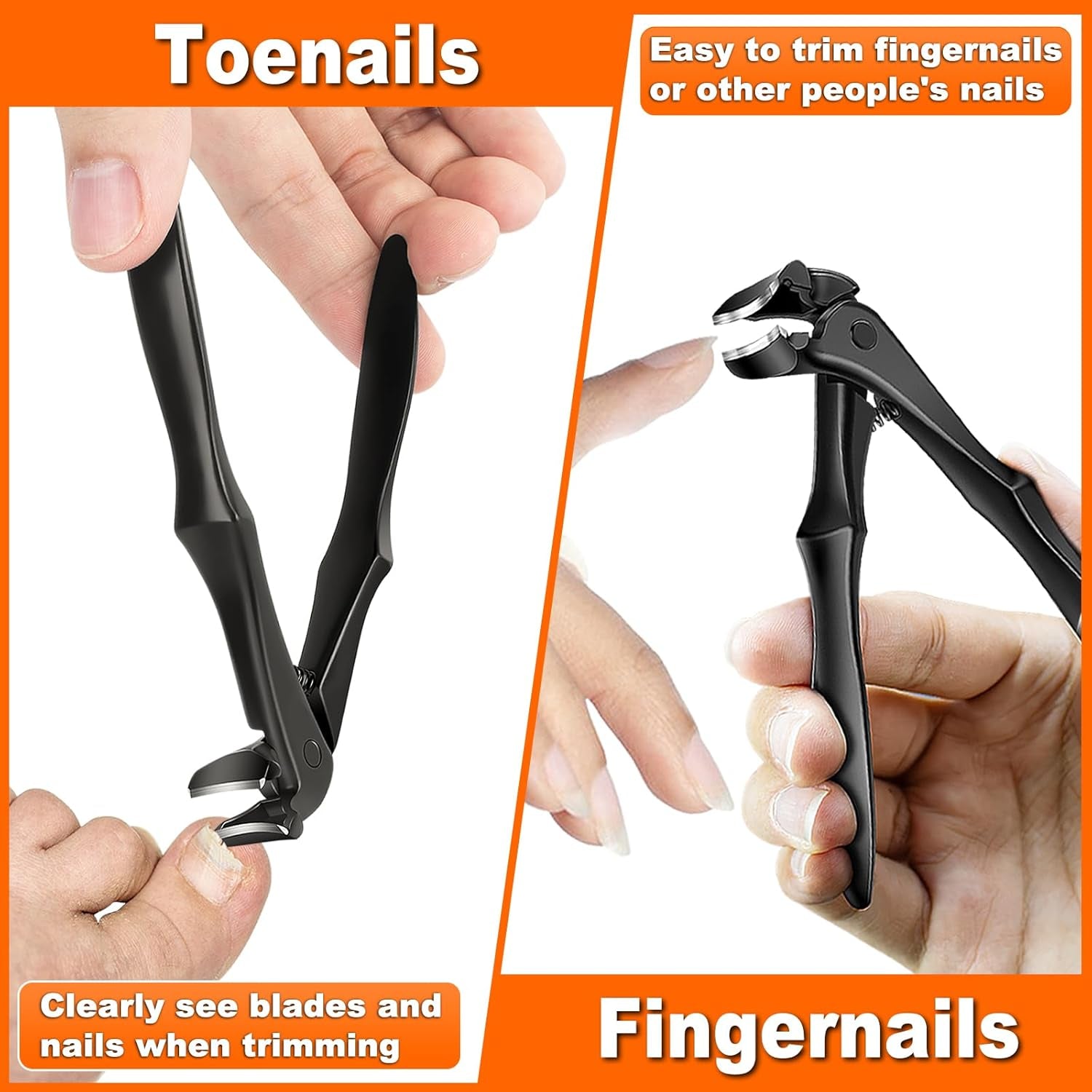 Toenail Clippers for Thick Toenails for Seniors, Upgraded Long Handled Angled Head Toe Nail Clippers for Men Thick Nails with Wide Opening, Large Finger Nail Clippers Adult with Catcher