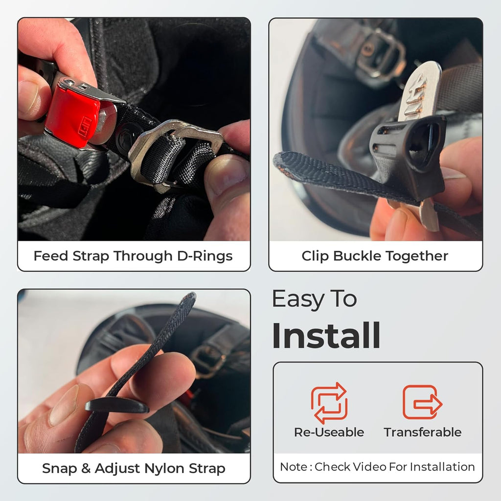 Helmet Quick Release Buckle Kit Ratcheted Stainless Steel Helmet Chin Strap Adapter - Install without Removing Strap Snap