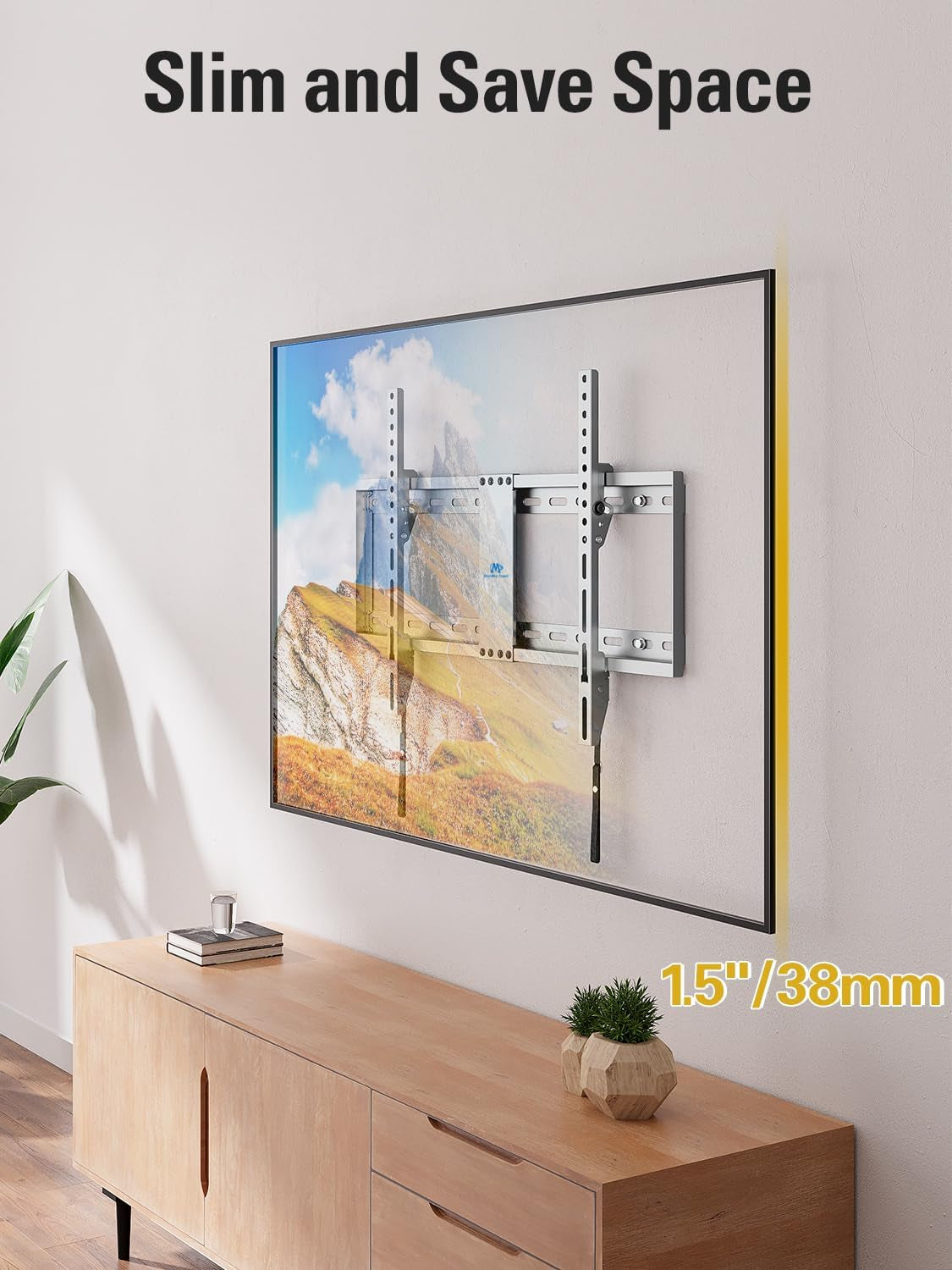 TV Wall Mount for Most 37-75 Inch Televisions, Universal Tilt TV Mount Fits 16", 18", 24" Studs, Max VESA 600X400Mm, 132Lbs, Low Profile Flat Wall Mount Bracket, MD2968-LK