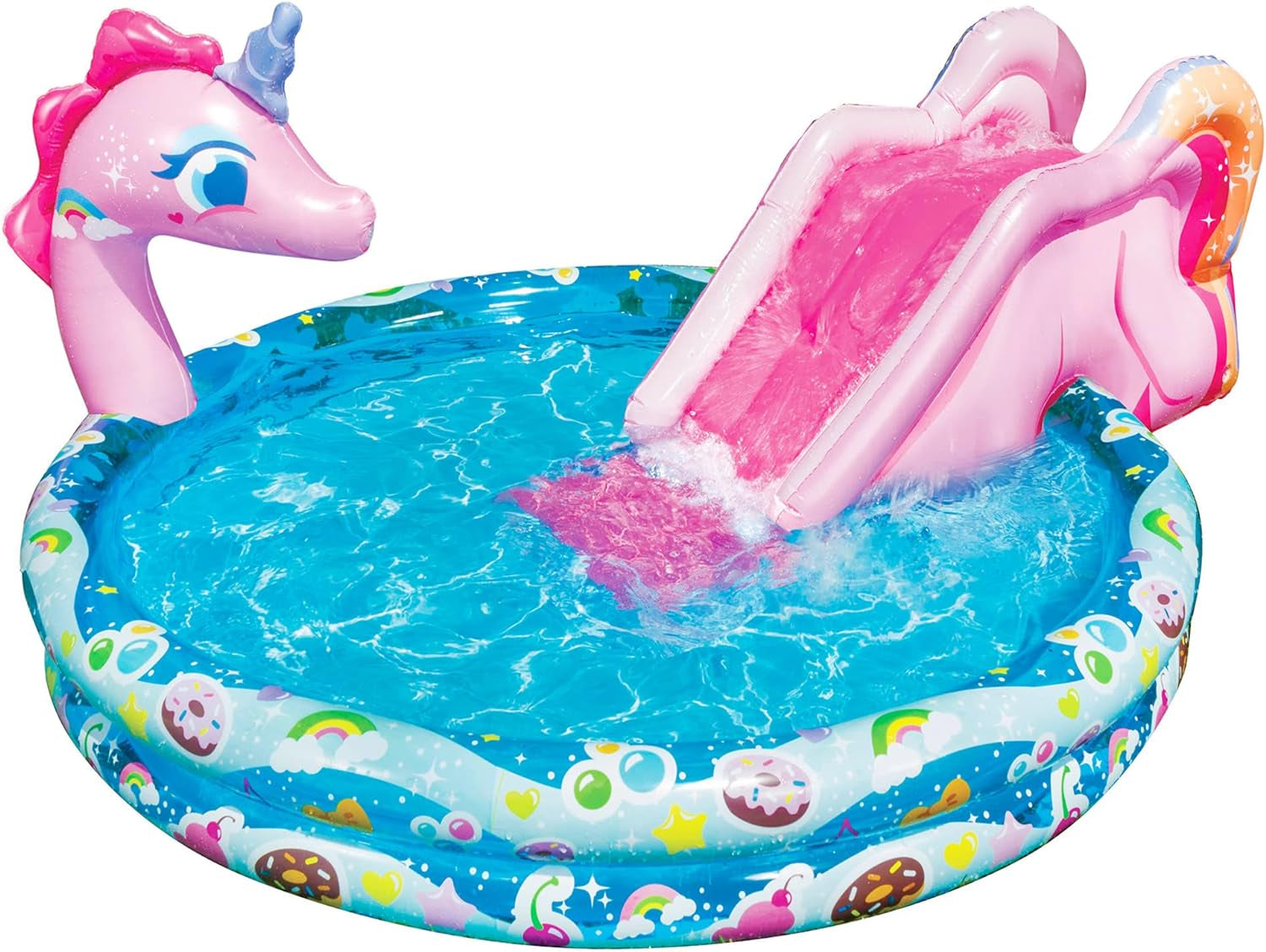 Spray 'N Splash Unicorn Pool, Length: 78 In, Width: 60 In, Height: 32 In, Inflatable Outdoor Backyard Water Slide Splash Toy