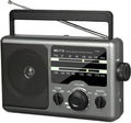 AM FM Portable Radio Battery Operated by 4X D Cell Batteries or AC Power Transistor Radio with and Big Speaker, Standard Earphone Jack, High/Low Tone Mode, Large Knob