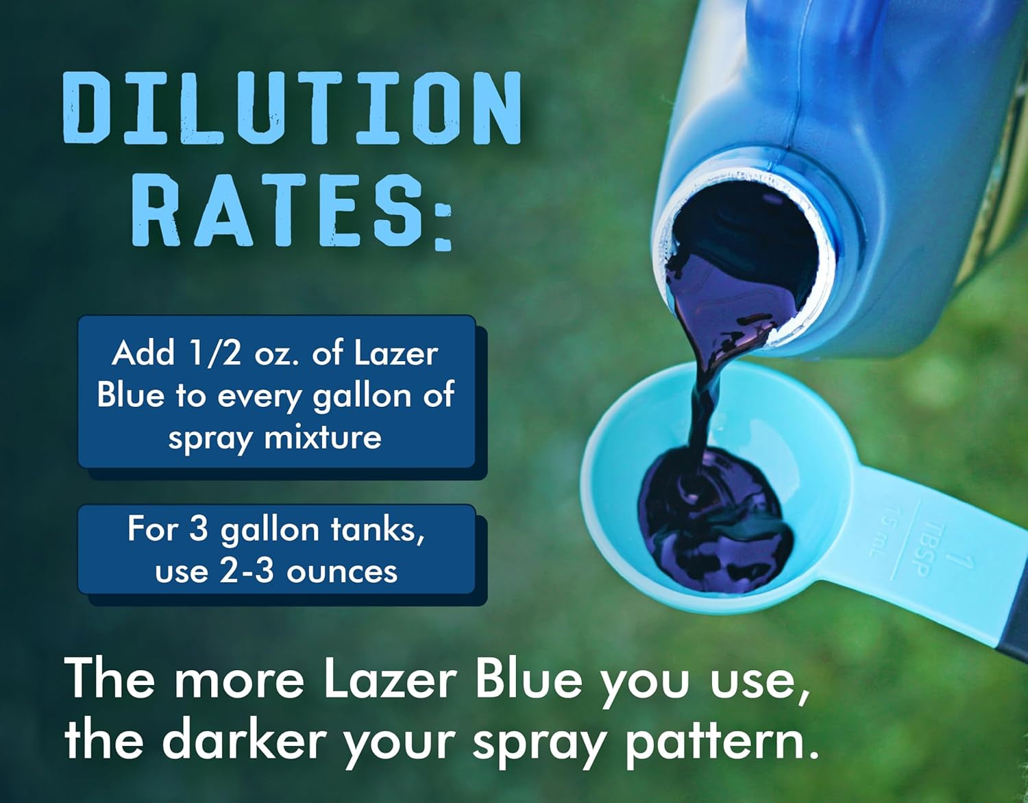 Lazer Blue Concentrated Spray Pattern Indicator 8 Ounces Perfect Weed Dye, Herbicide Fertilizer Marking Turf Mark and Marker