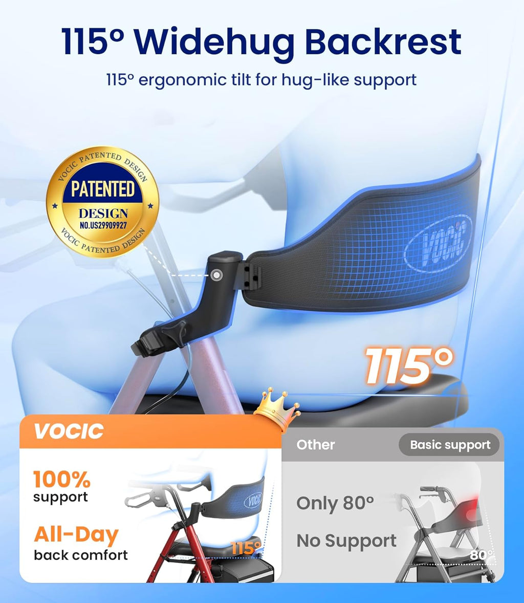 Walkers for Seniors, Z21 Rollator Walker with Seat Supports 350Lb, 8" Big Wheels for All Terrain, Ergonomic Arc Seat & 6" Ultra Backrest Foldable Walker, Dual Height Adjustment, Lightweight 2025