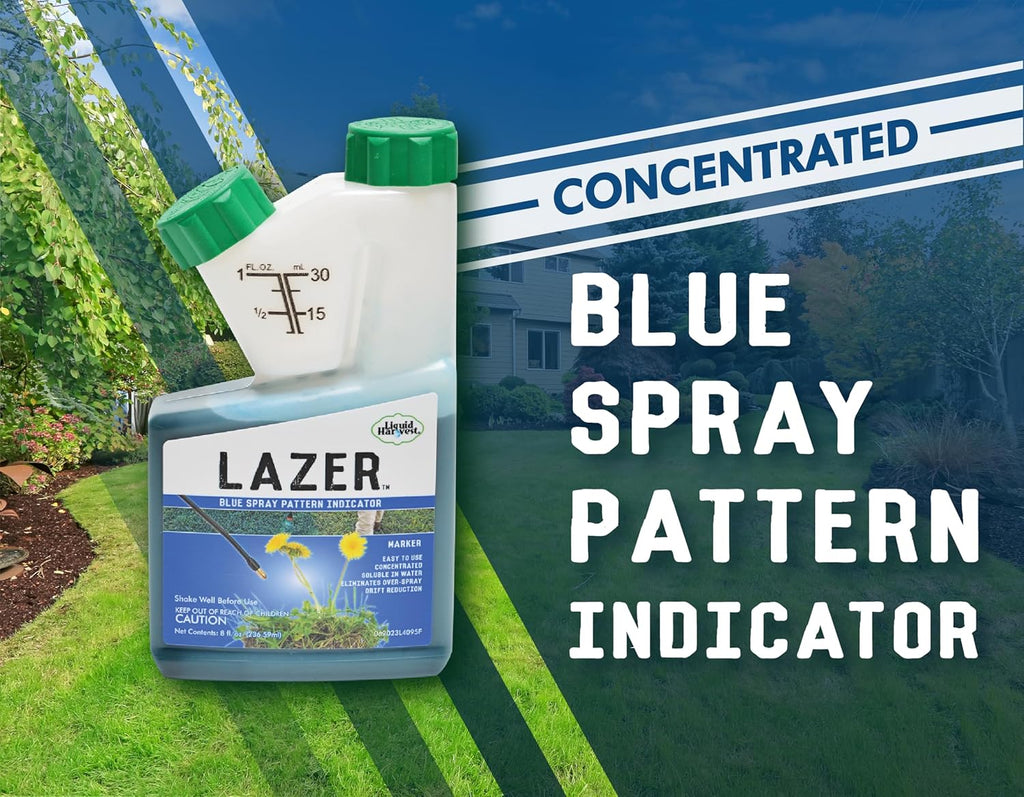 Lazer Blue Concentrated Spray Pattern Indicator 8 Ounces Perfect Weed Dye, Herbicide Fertilizer Marking Turf Mark and Marker