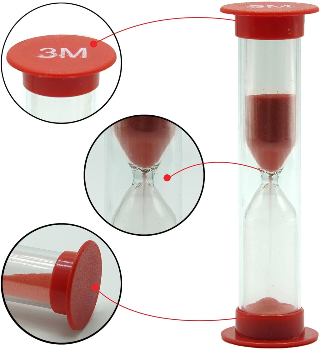 Sand Timer for Kids Set of 4 Small Colorful (Multi) Hour Glass Acrylic Covered Clock 1Min 2Min 3Min 5Min for Classroom, Home & Kids Room