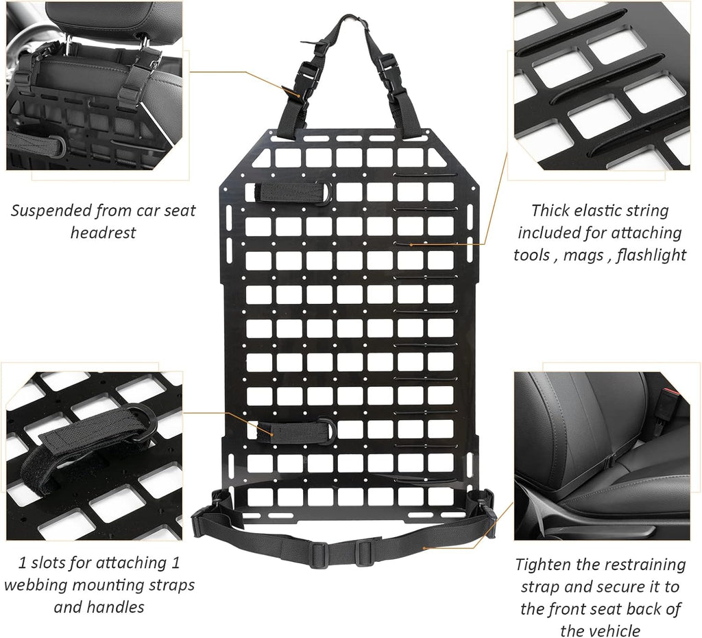 Rigid Molle Panel for Vehicles,Tactical Seat Back Organizer Car Organizers and Storage Back Seat Truck Gun Rack 21.3"*14.2"