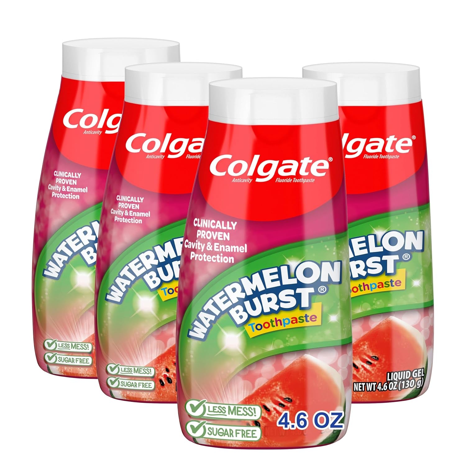 Anticavity Kids Toothpaste with Fluoride for Ages 2+, Watermelon Burst Flavor - 4.6 Ounce (4 Pack)