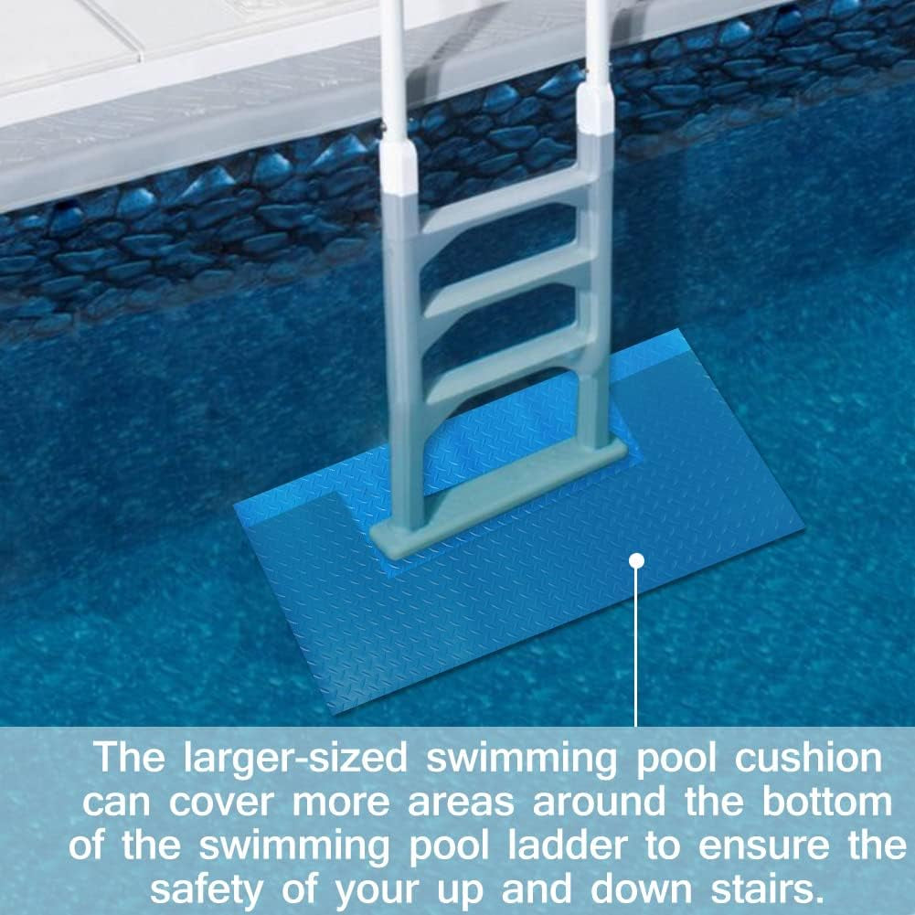 Large Swimming Pool Ladder Mat, 17"X38" Protective Non-Slip Pool Step Pad with Texture，Protective Ladder Pad for above Ground Swimming Pools Liner and Stairs (Blue)