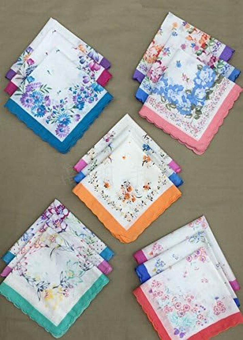 Womens Colorful Ladies Hankies 100% Cotton Handkerchief Wendding Hanky