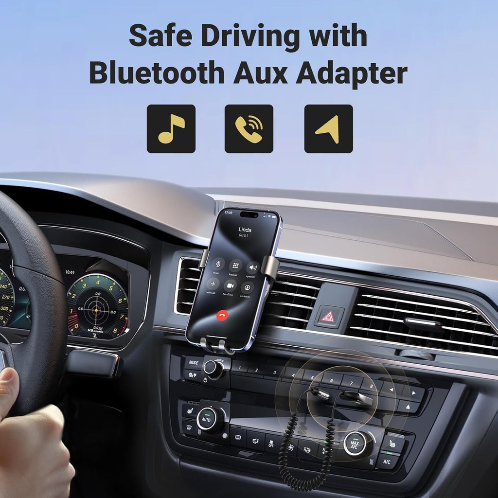 Aux to Bluetooth 6.0 Adapter 3.5Mm Bluetooth Receiver for Car USB 2.0 to 3.5Mm Jack Kit with Built-In Microphone Aux Input for Hands-Free Calls Compatible with Car Speaker and Home Audio