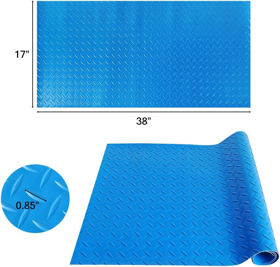 Large Swimming Pool Ladder Mat, 17"X38" Protective Non-Slip Pool Step Pad with Texture，Protective Ladder Pad for above Ground Swimming Pools Liner and Stairs (Blue)