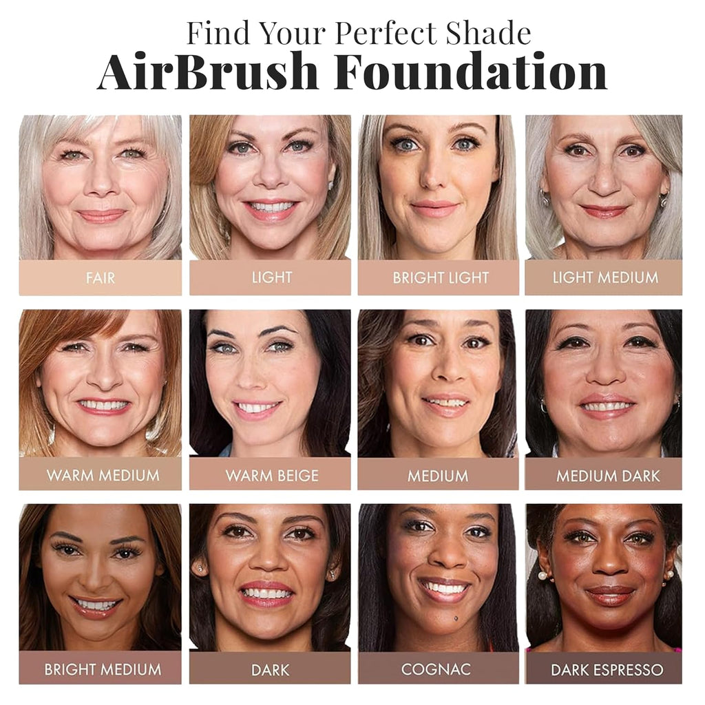 Magicminerals Airbrush Foundation, Spray Makeup with Skincare Active Ingredients, Ultra-Light, Buildable, Full Coverage Formula (Light Medium)